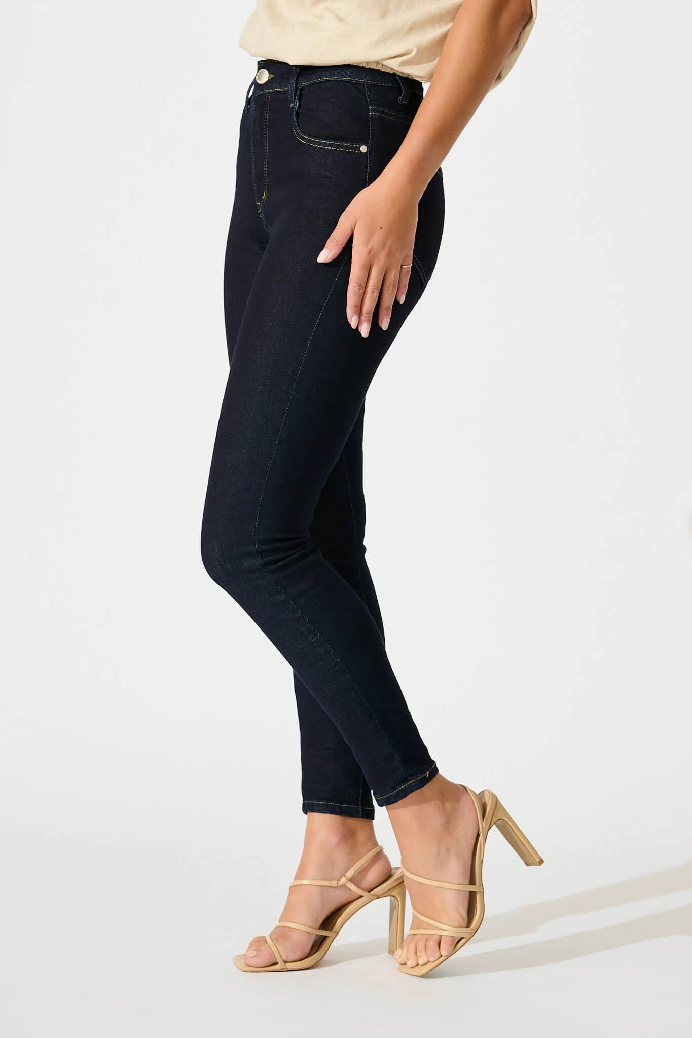 Siren High Rise Skinny Jean in Dark Indigo Denim - Image 5