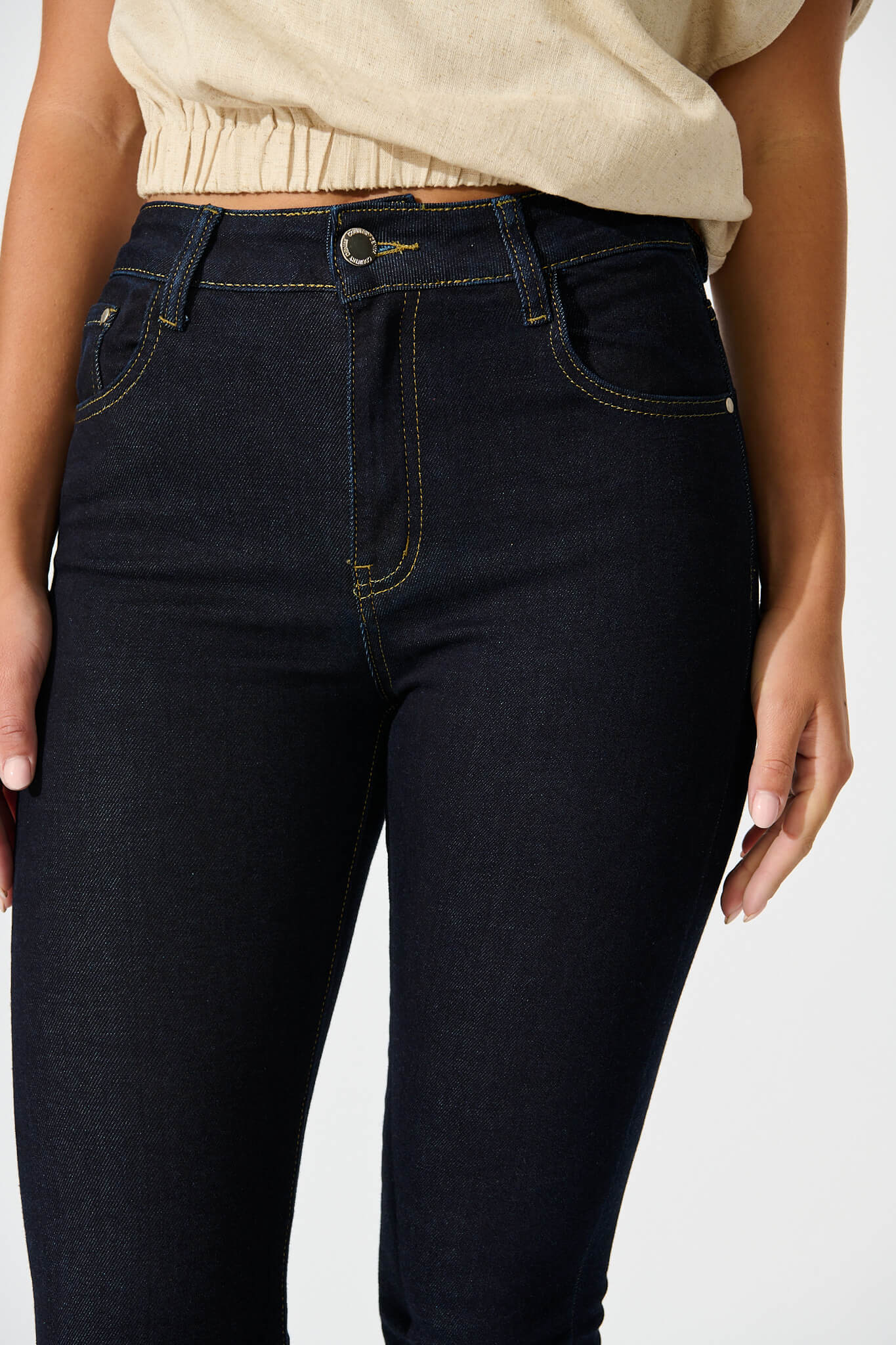Siren High Rise Skinny Jean in Dark Indigo Denim - Image 8