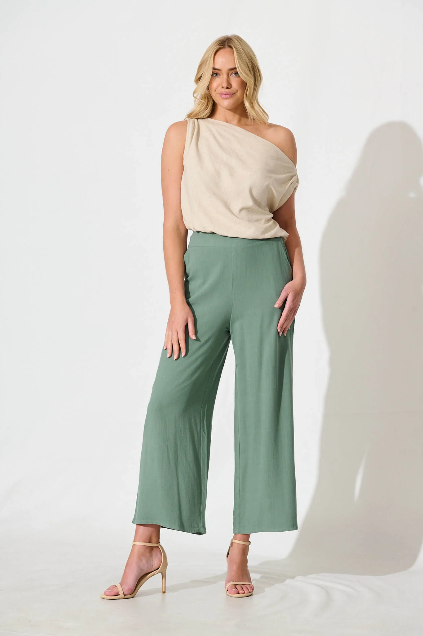 Sirsha Pant in Sage Green Linen Blend - Image 4