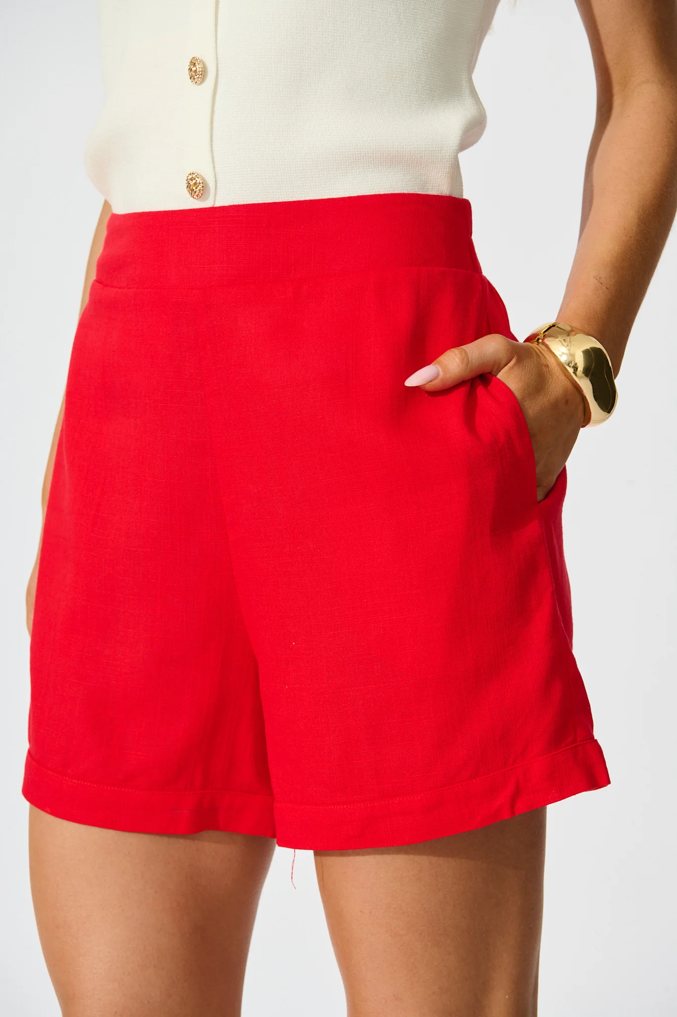 Sizzle Short in Red Linen Blend - Image 3