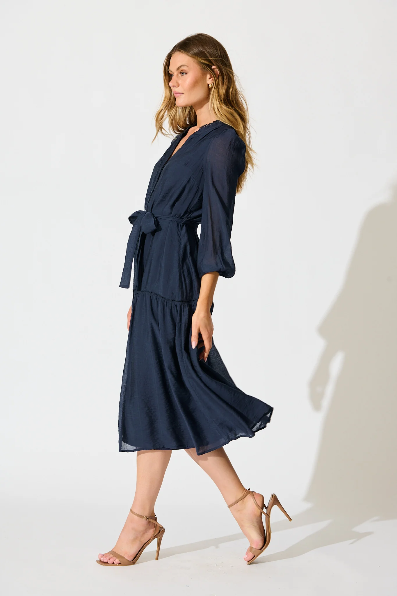 Sloane Midi Dress in Navy - Image 3