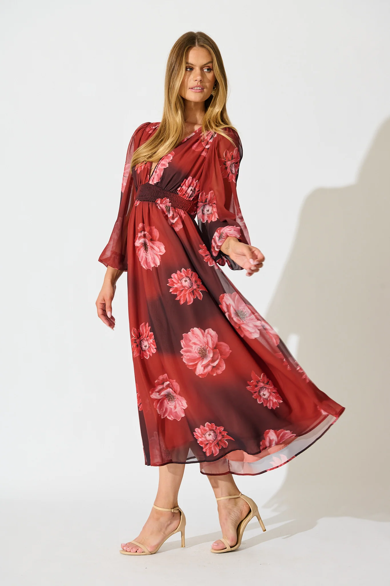 So Devine Midi Dress in Wine and Black Floral - Image 4
