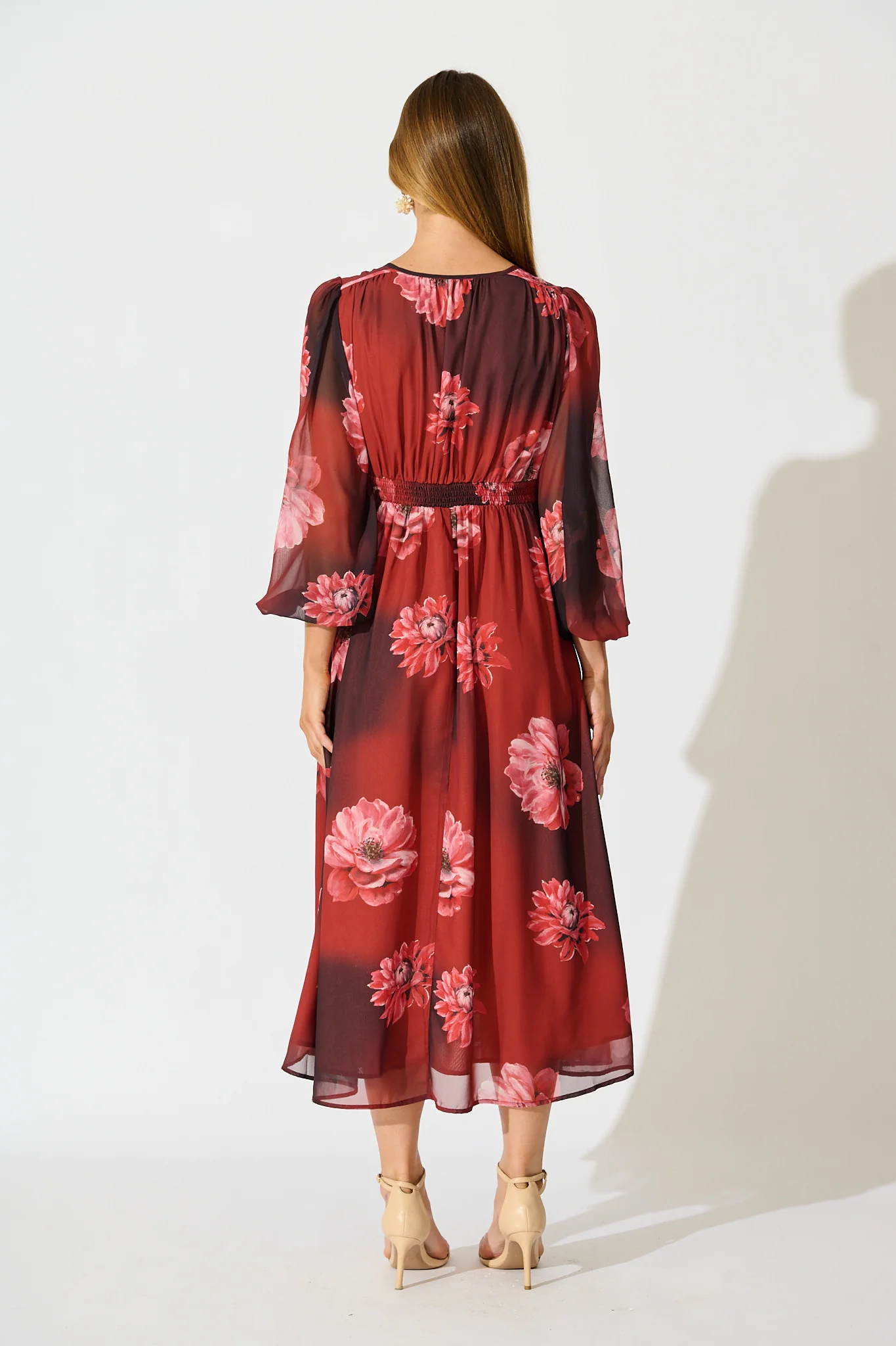 So Devine Midi Dress in Wine and Black Floral - Image 5