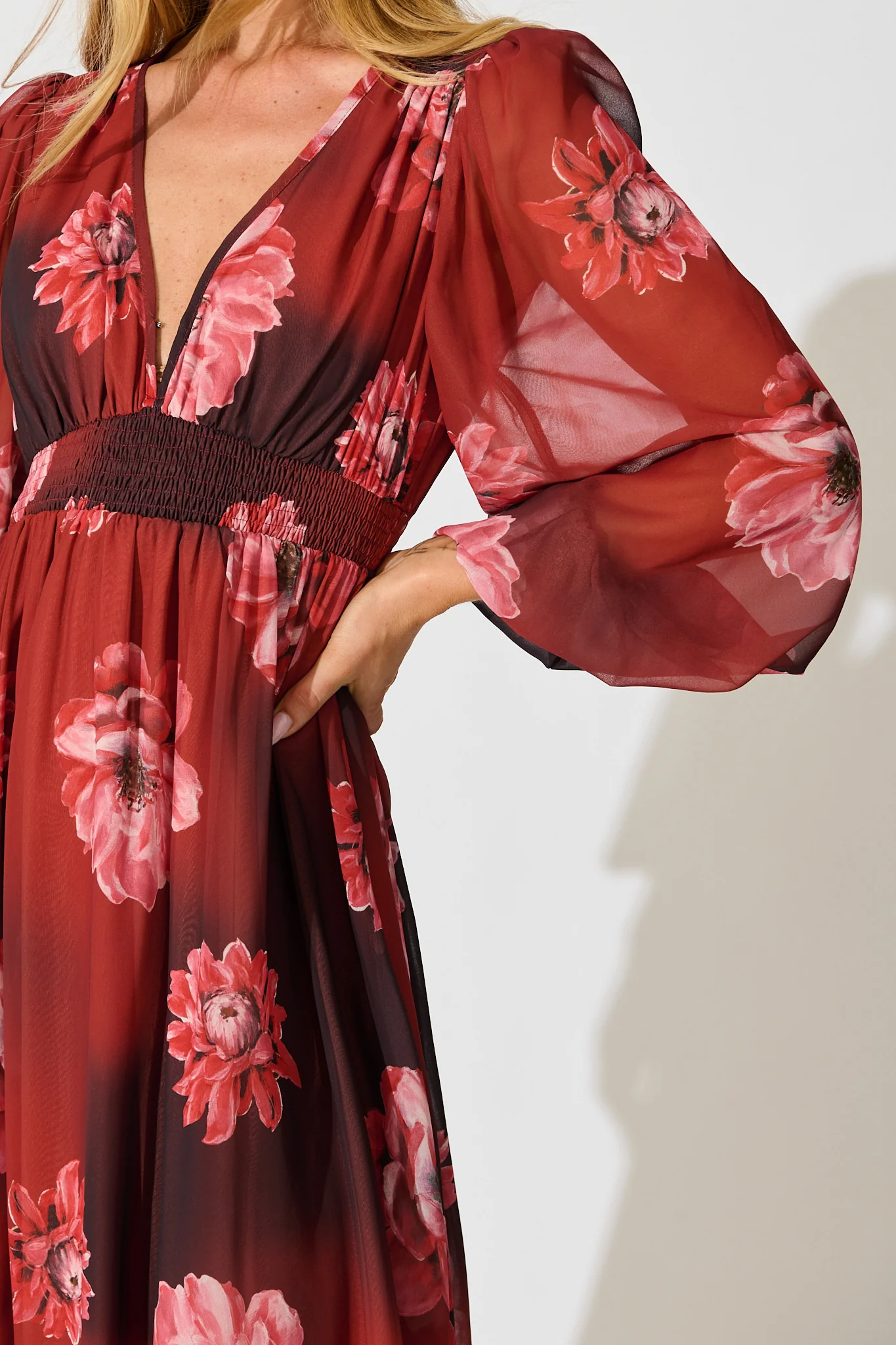 So Devine Midi Dress in Wine and Black Floral - Image 6