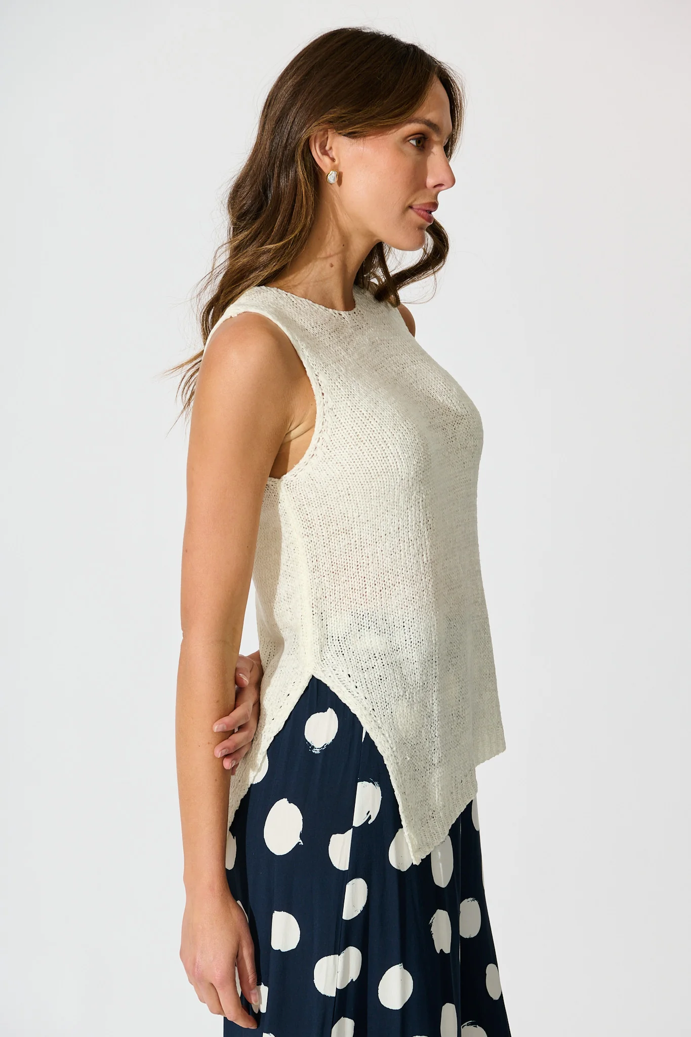 Soft Touch Knit Top in Cream - Image 2