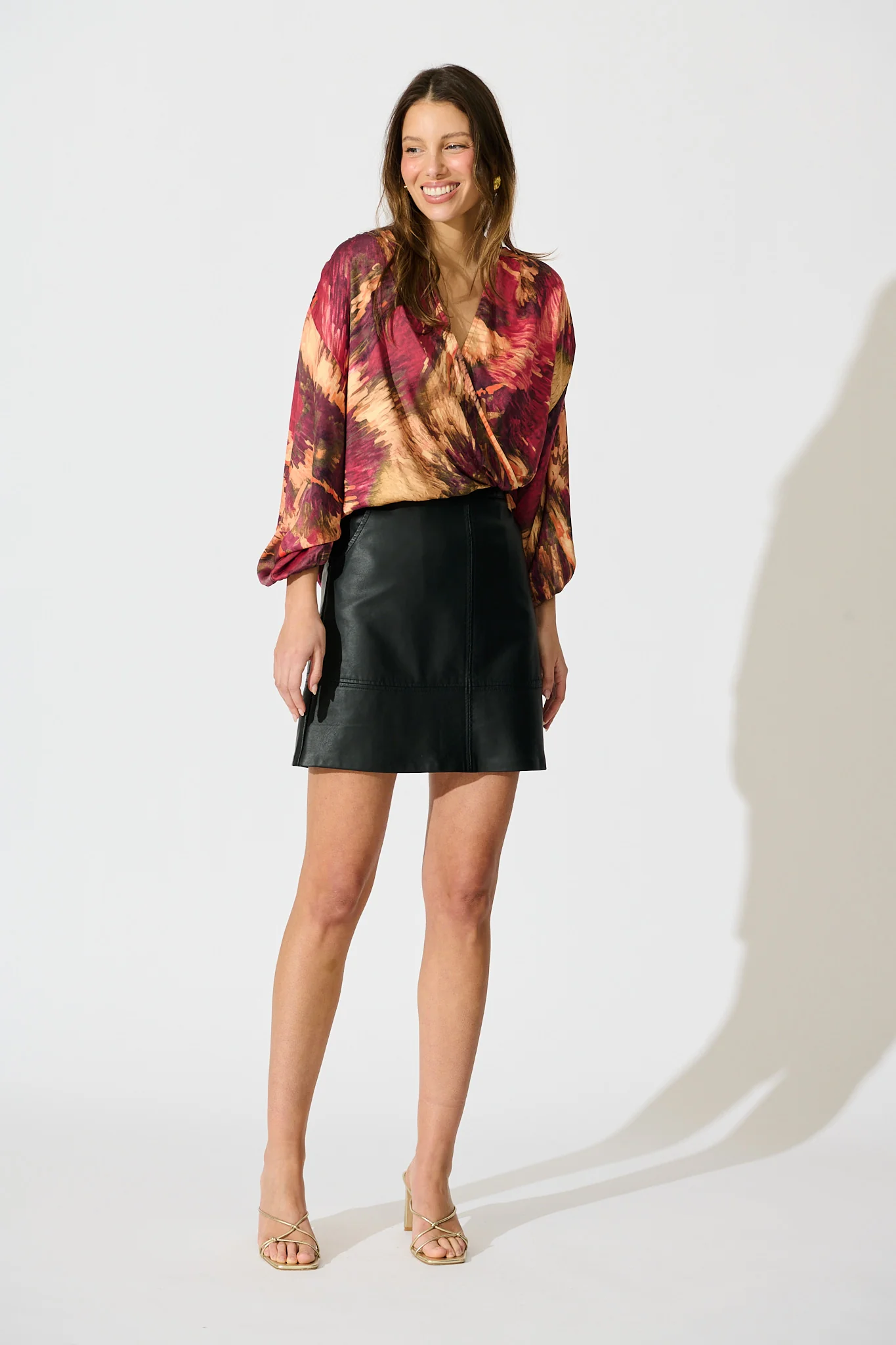 Solita Top in Multi Watercolour Satin - Image 4