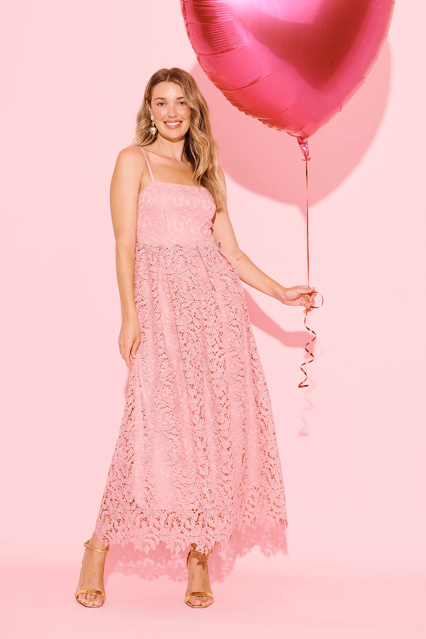 Something Special Maxi Lace Dress in Blush