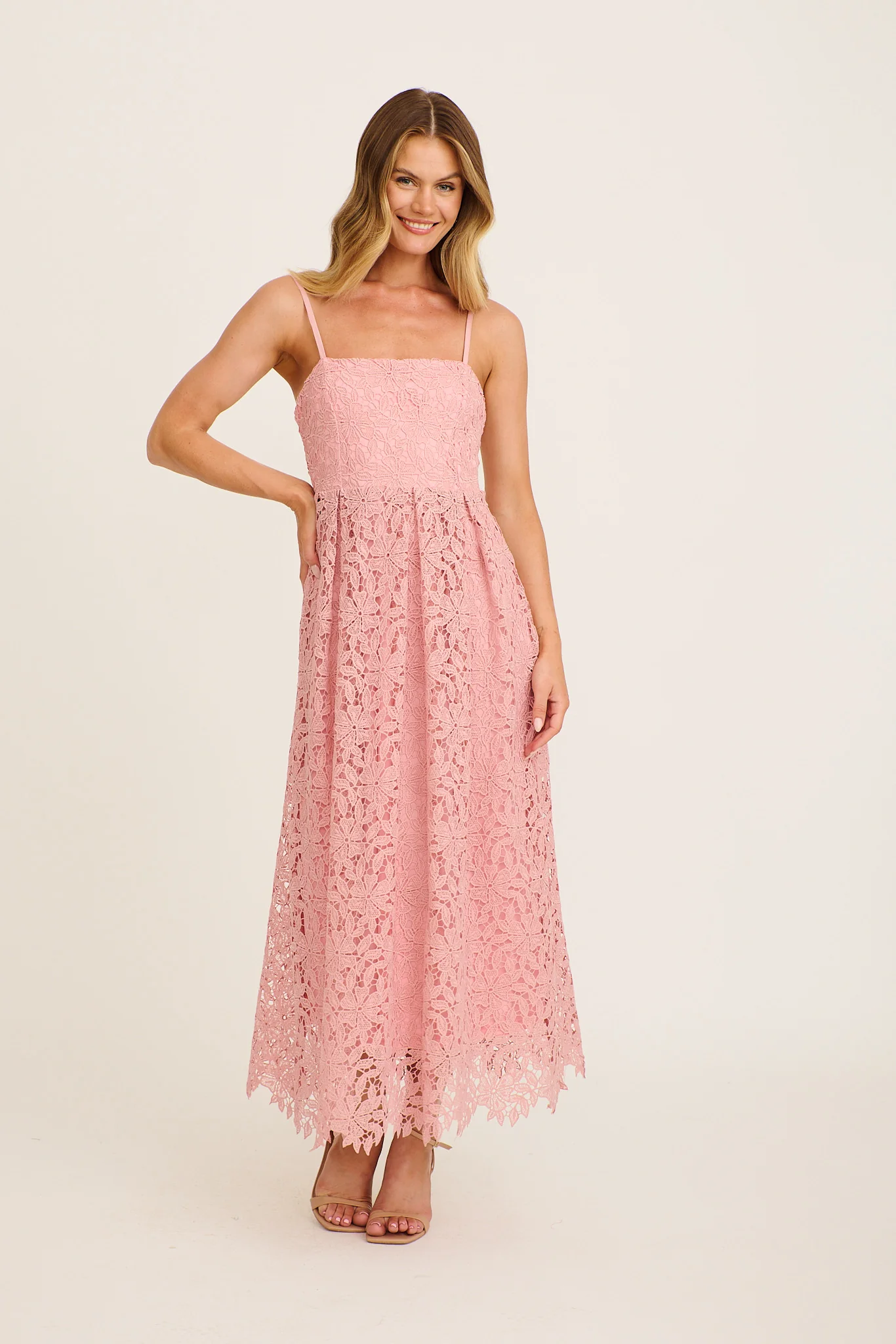 Something Special Maxi Lace Dress in Blush - Image 5