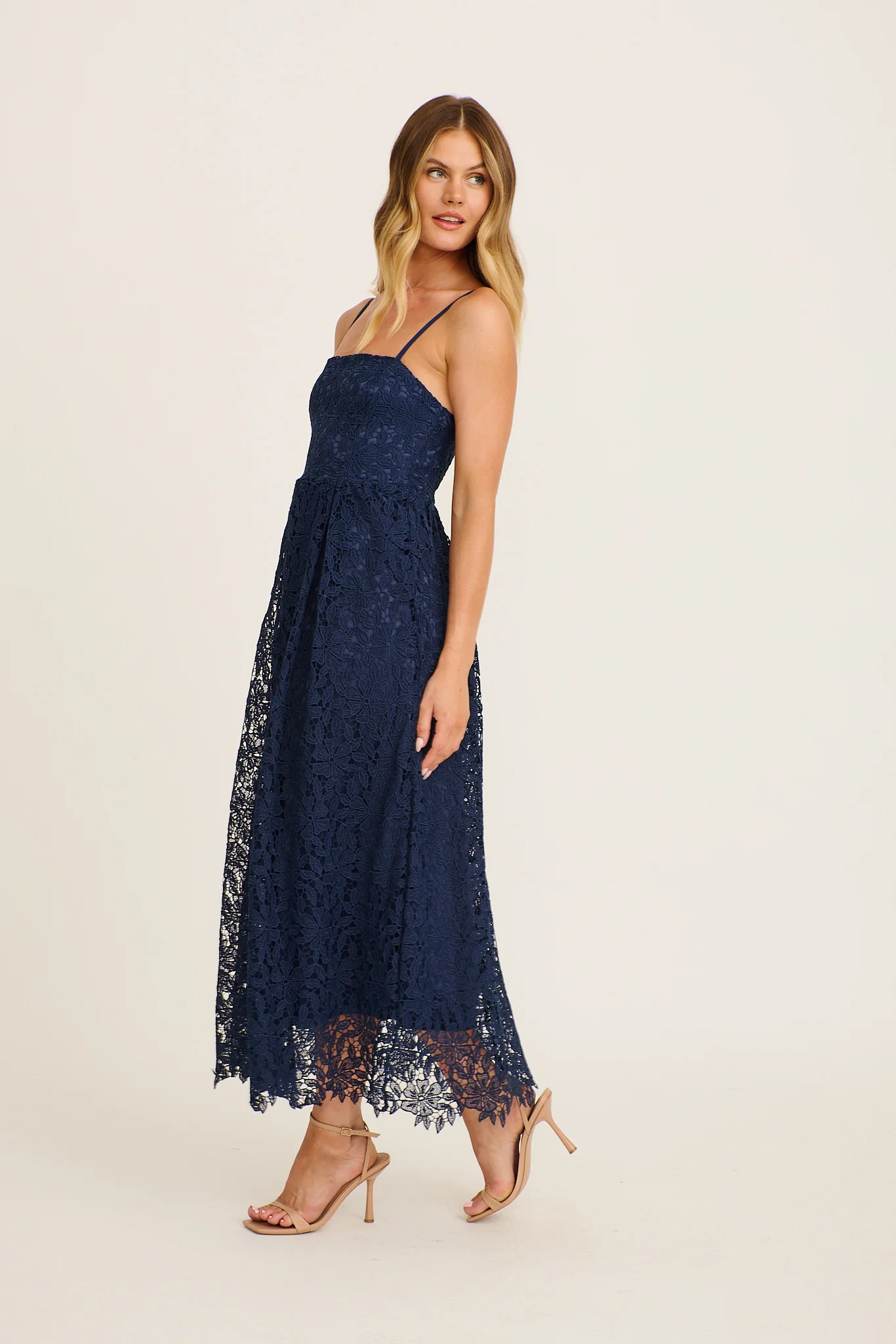 Something Special Maxi Lace Dress in Navy - Image 3
