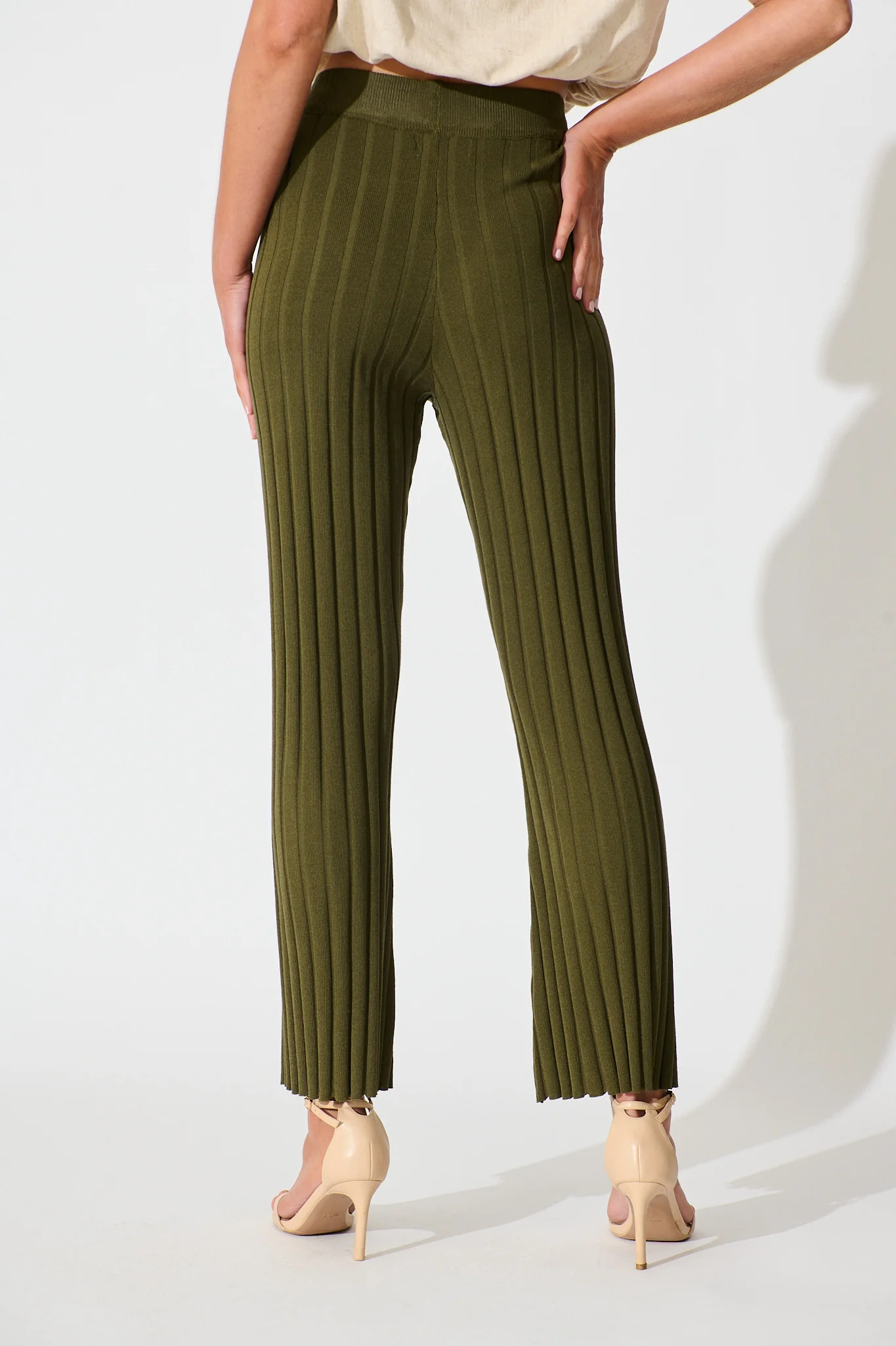 Soraya Knit Pant in Khaki - Image 3
