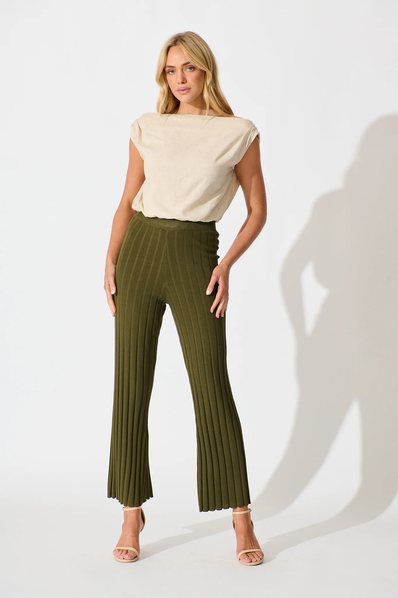 Soraya Knit Pant in Khaki - Image 4