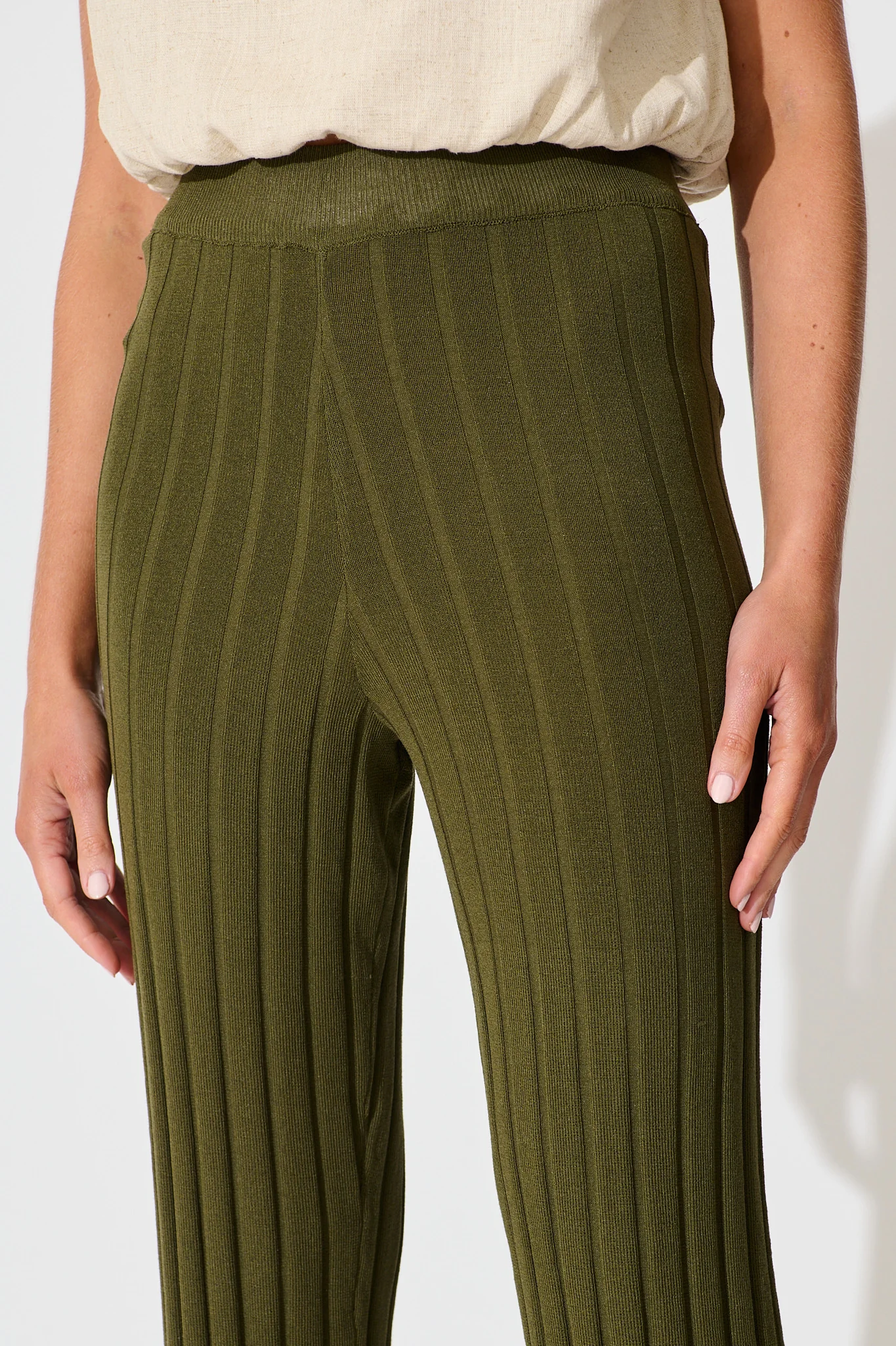 Soraya Knit Pant in Khaki - Image 6