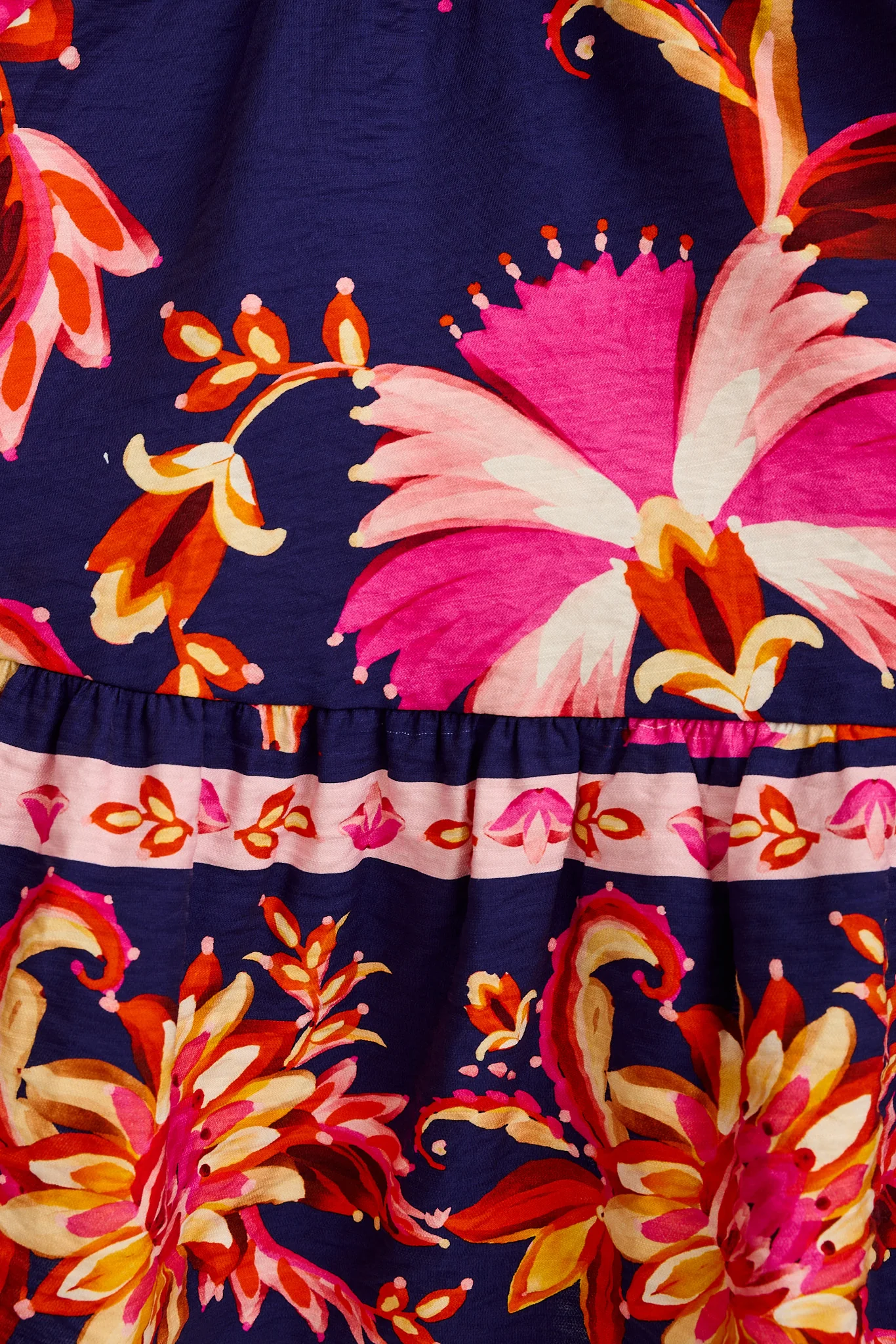 Soulful Shirt Dress in Navy with Pink Floral Linen Blend - Image 6