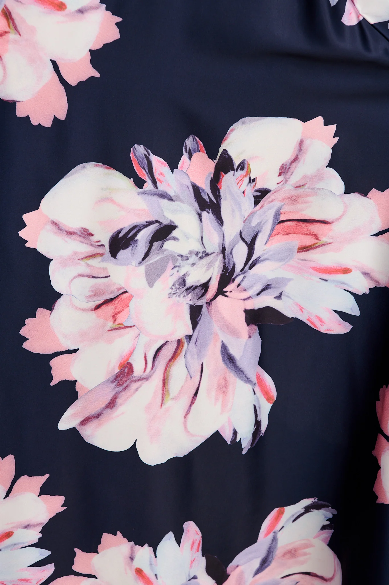 Spark Maxi Off Shoulder Dress in Navy Floral Satin - Image 6