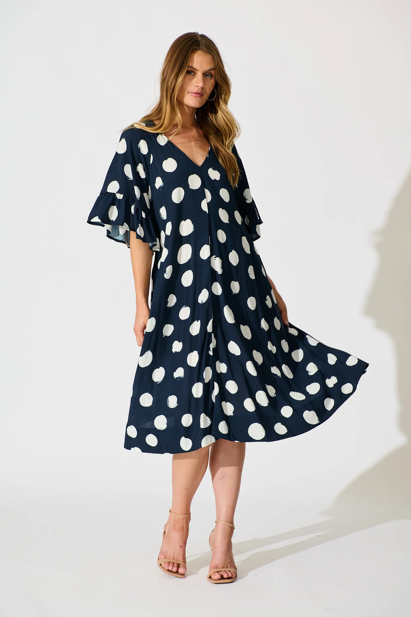 Spot On Dress in Navy with White Spot