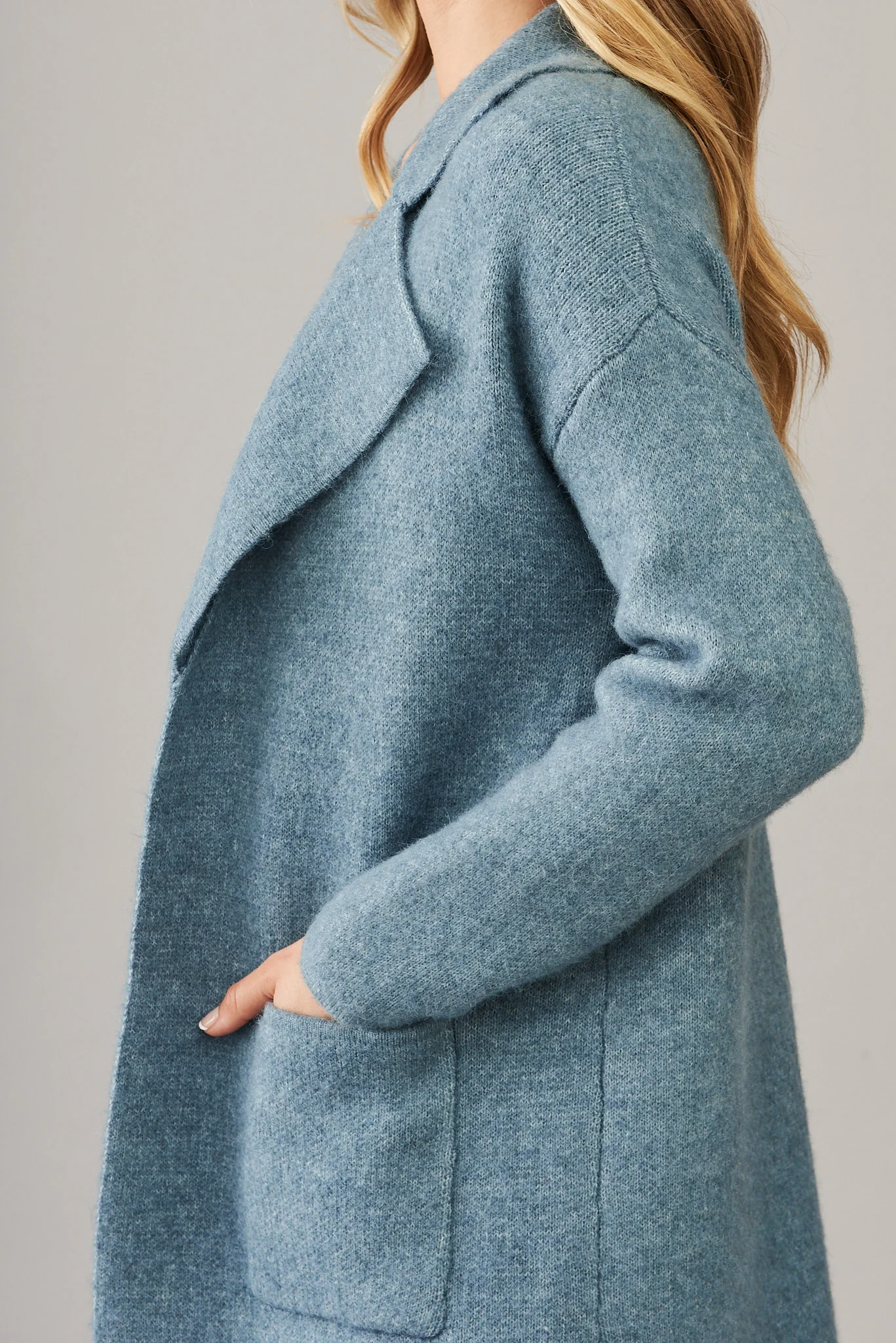 St Ives Coatigan In Blue Wool Blend - Image 6