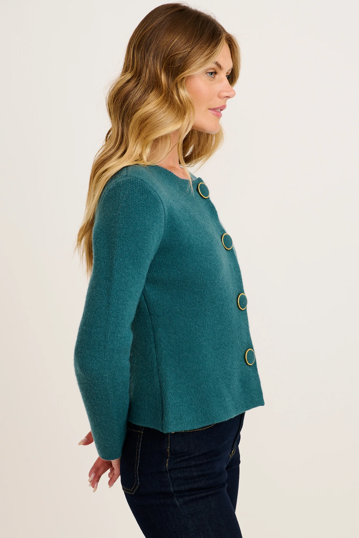 Standout Knit Cardigan in Teal - Image 2