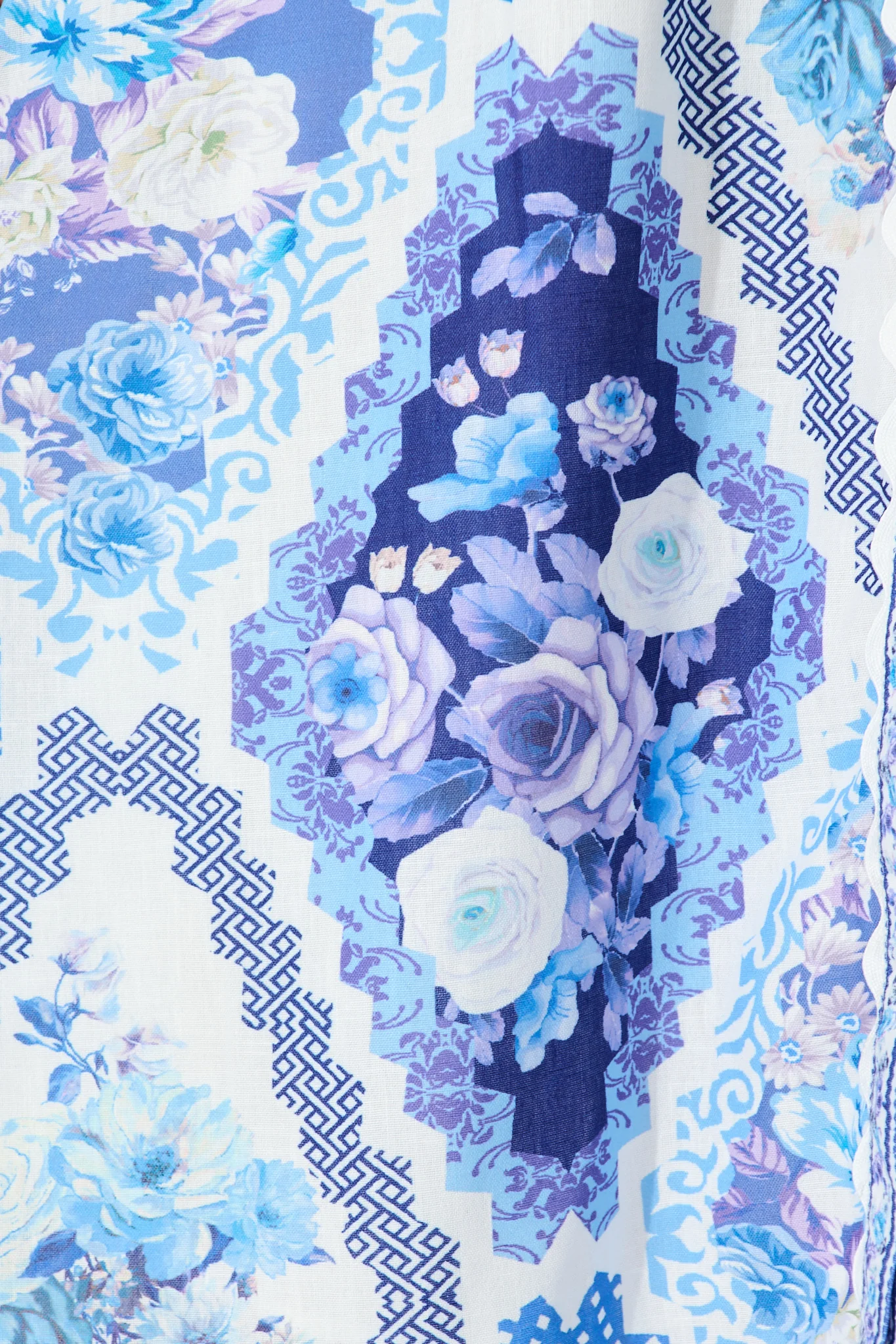 Starfall Midi Shirt Dress in Blue Floral Print Linen Blend - Image 6