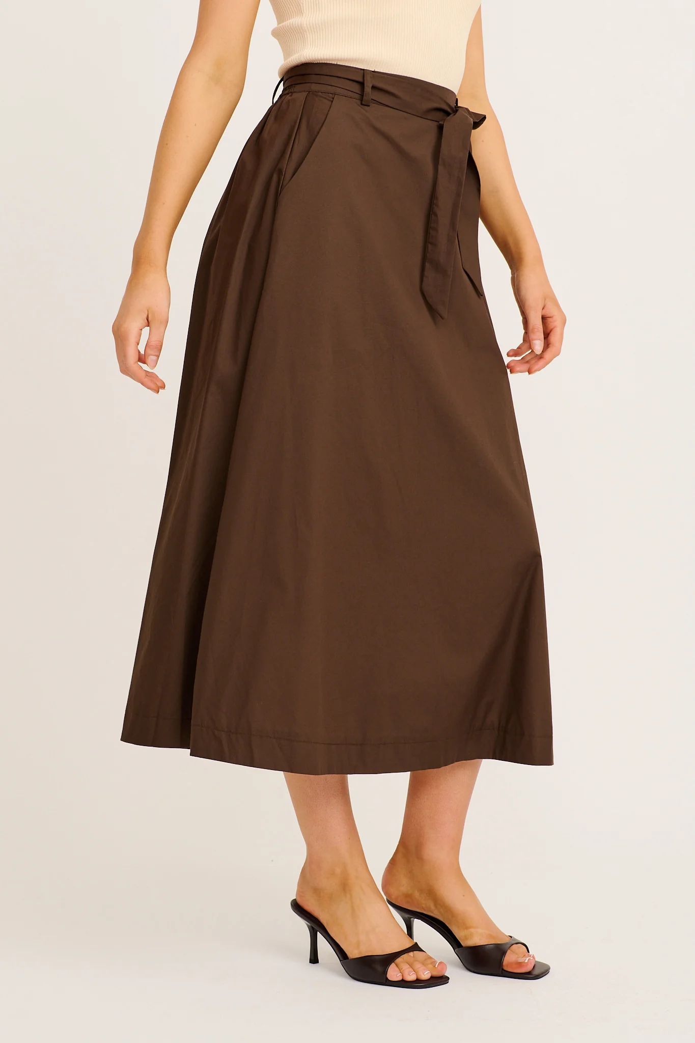 Statement Maxi Skirt in Chocolate Cotton - Image 2