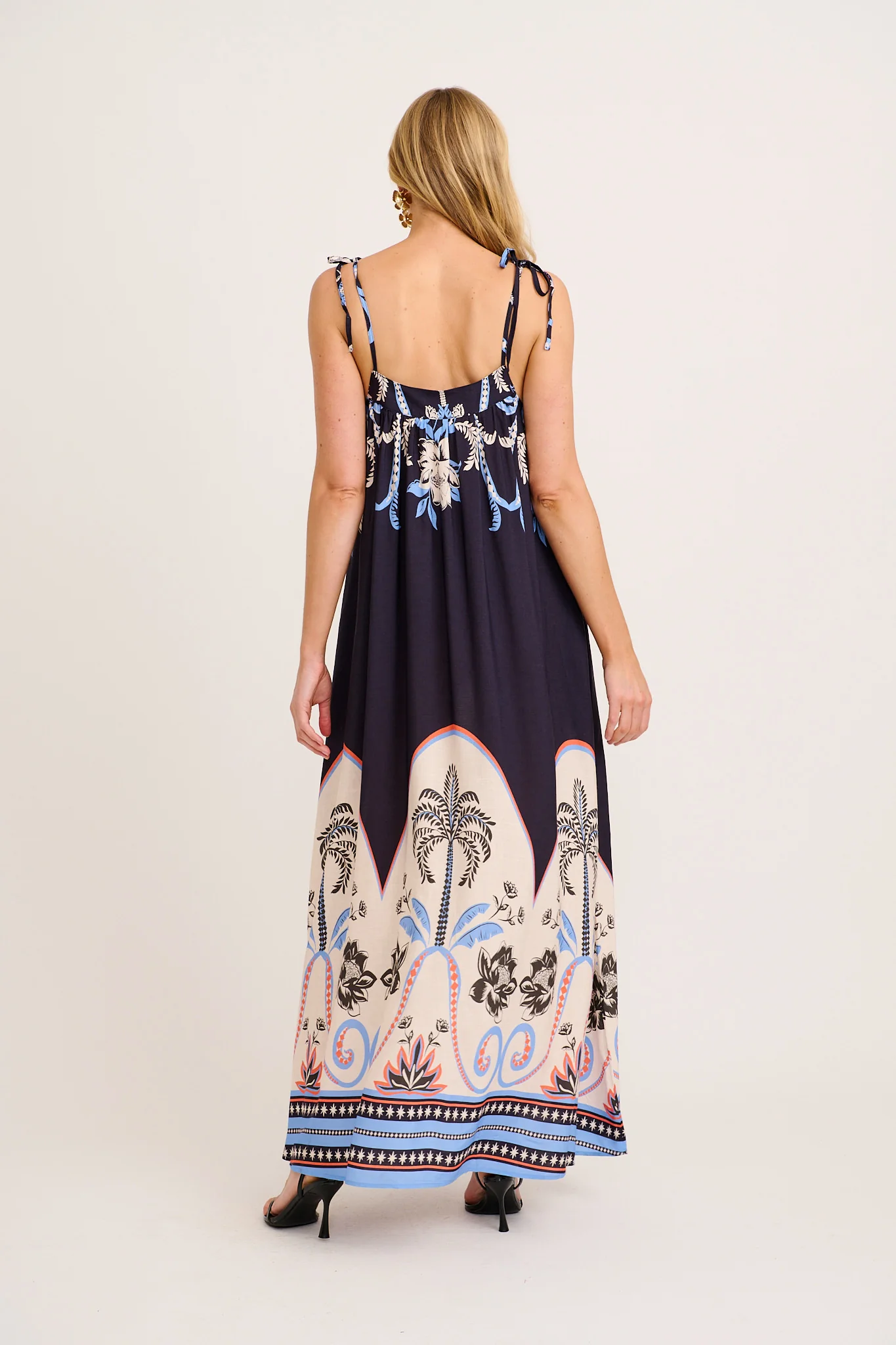 Summer Loving Maxi Sundress in Navy with Palm Tree Print - Image 7