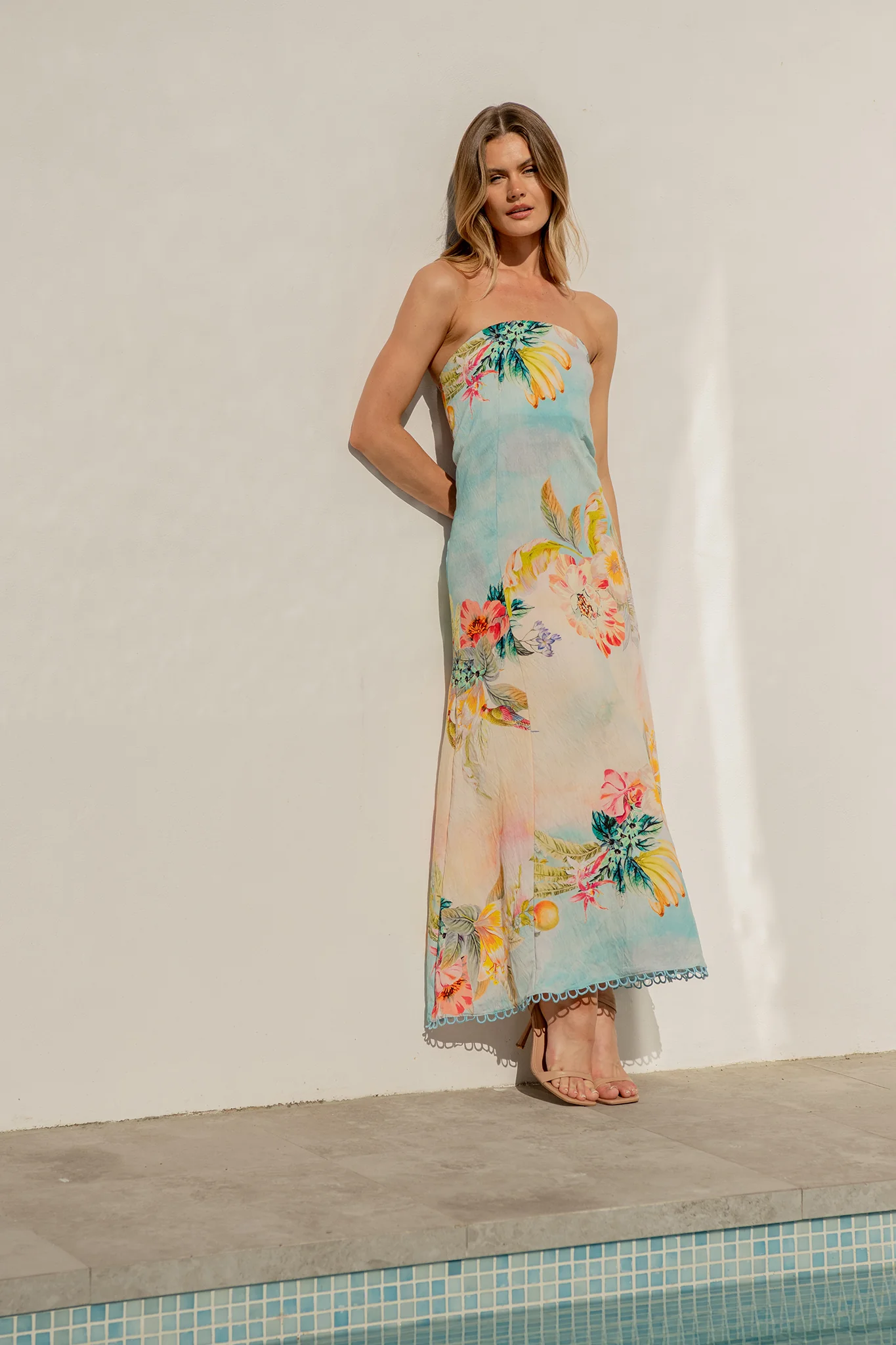 Summer Sky Maxi Dress in Multi Tropical Floral Print - Image 5