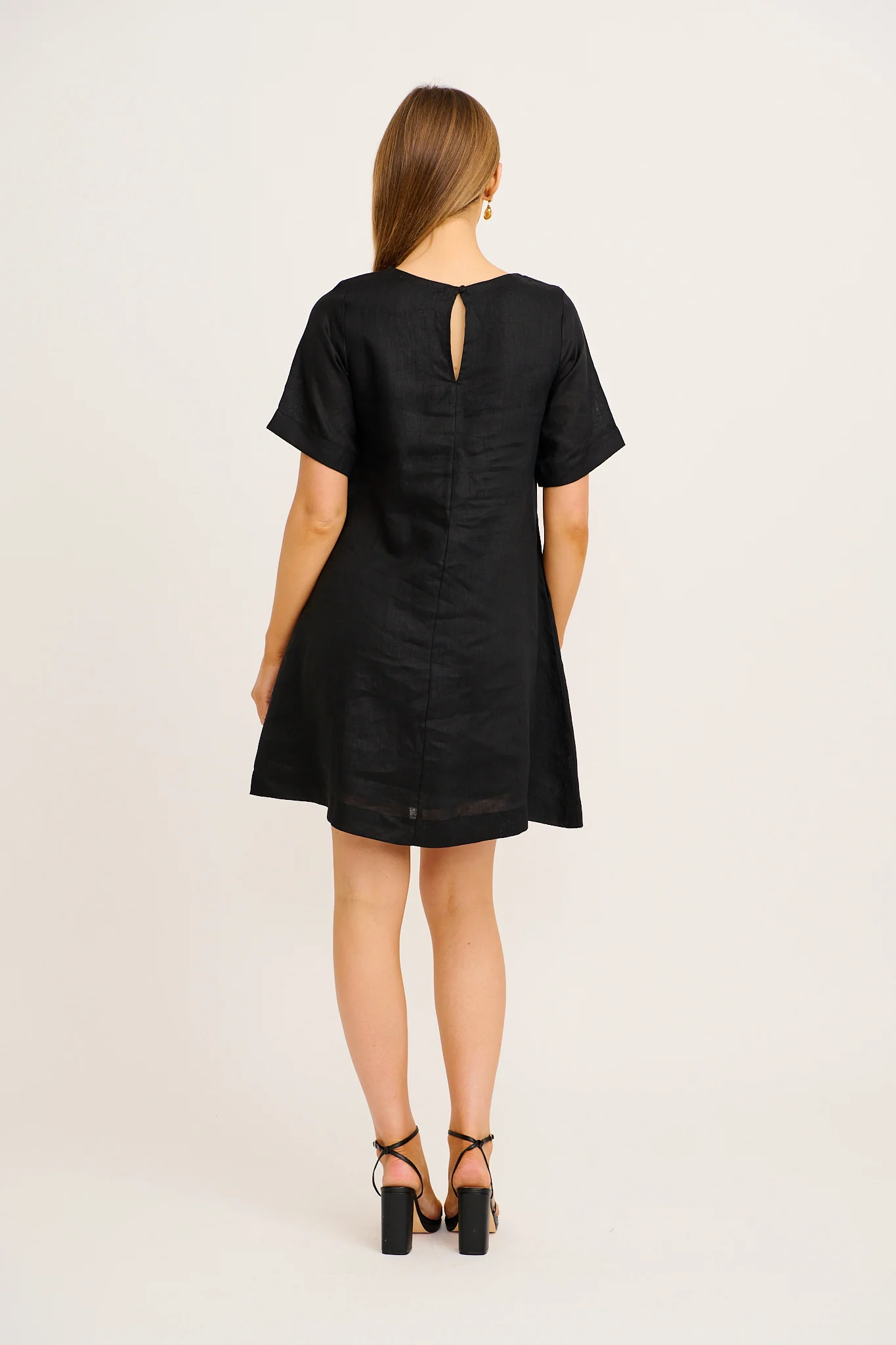 Summer Whisper Dress in Black Linen - Image 4