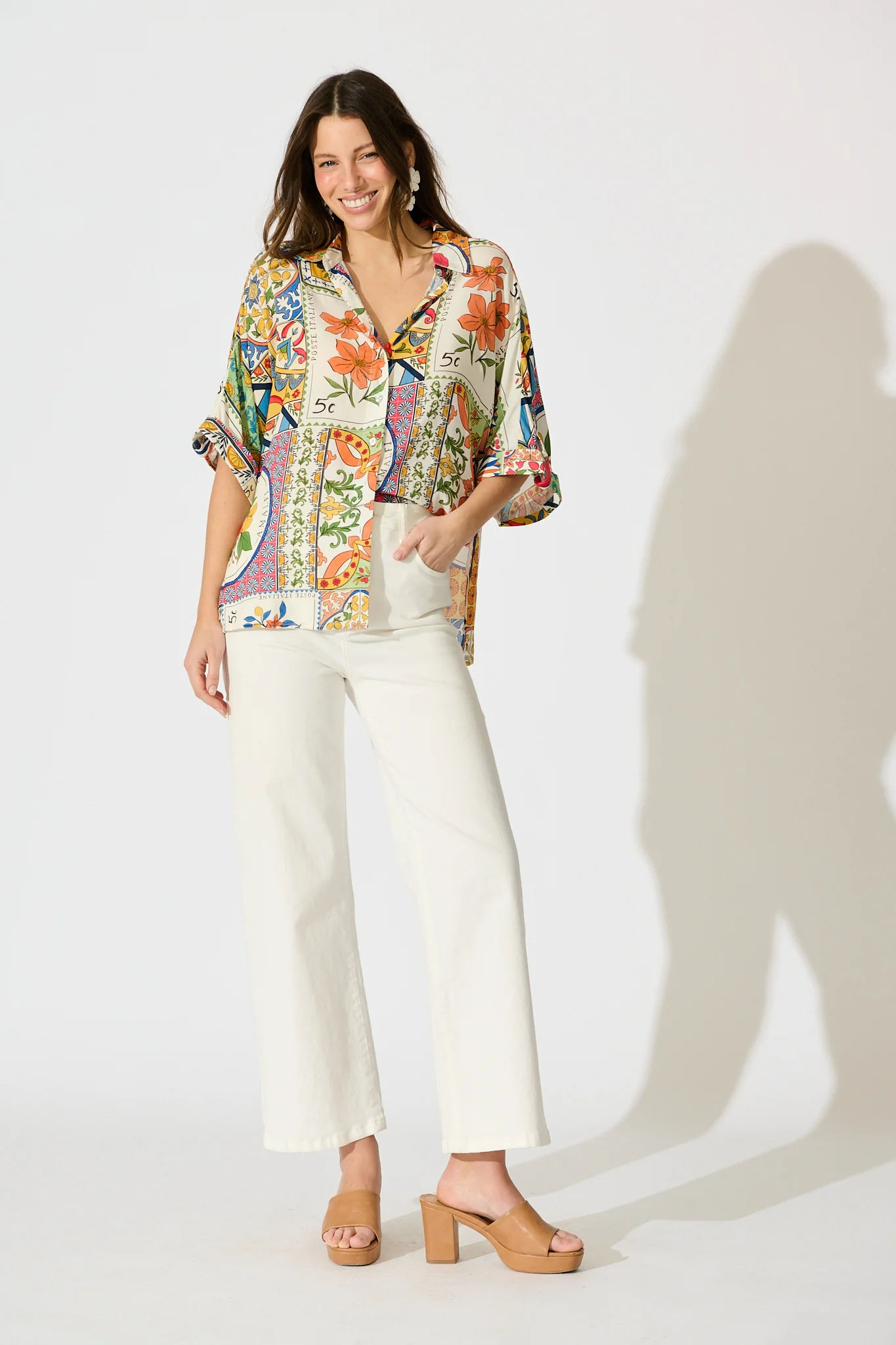 Sundial Shirt in Multi Tile Print - Image 10