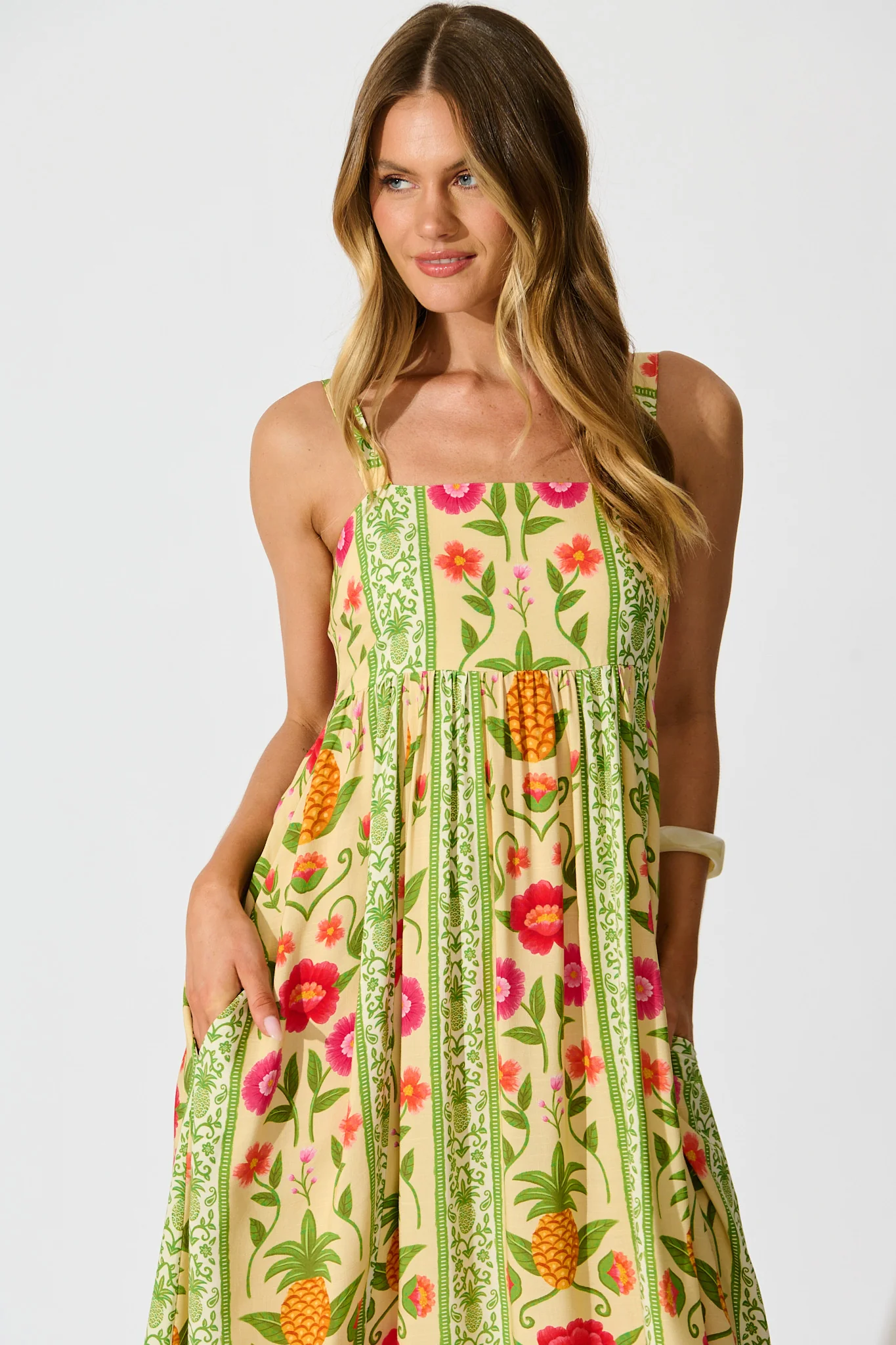 SunKissed Midi Dress In Pineapple Print - Image 7