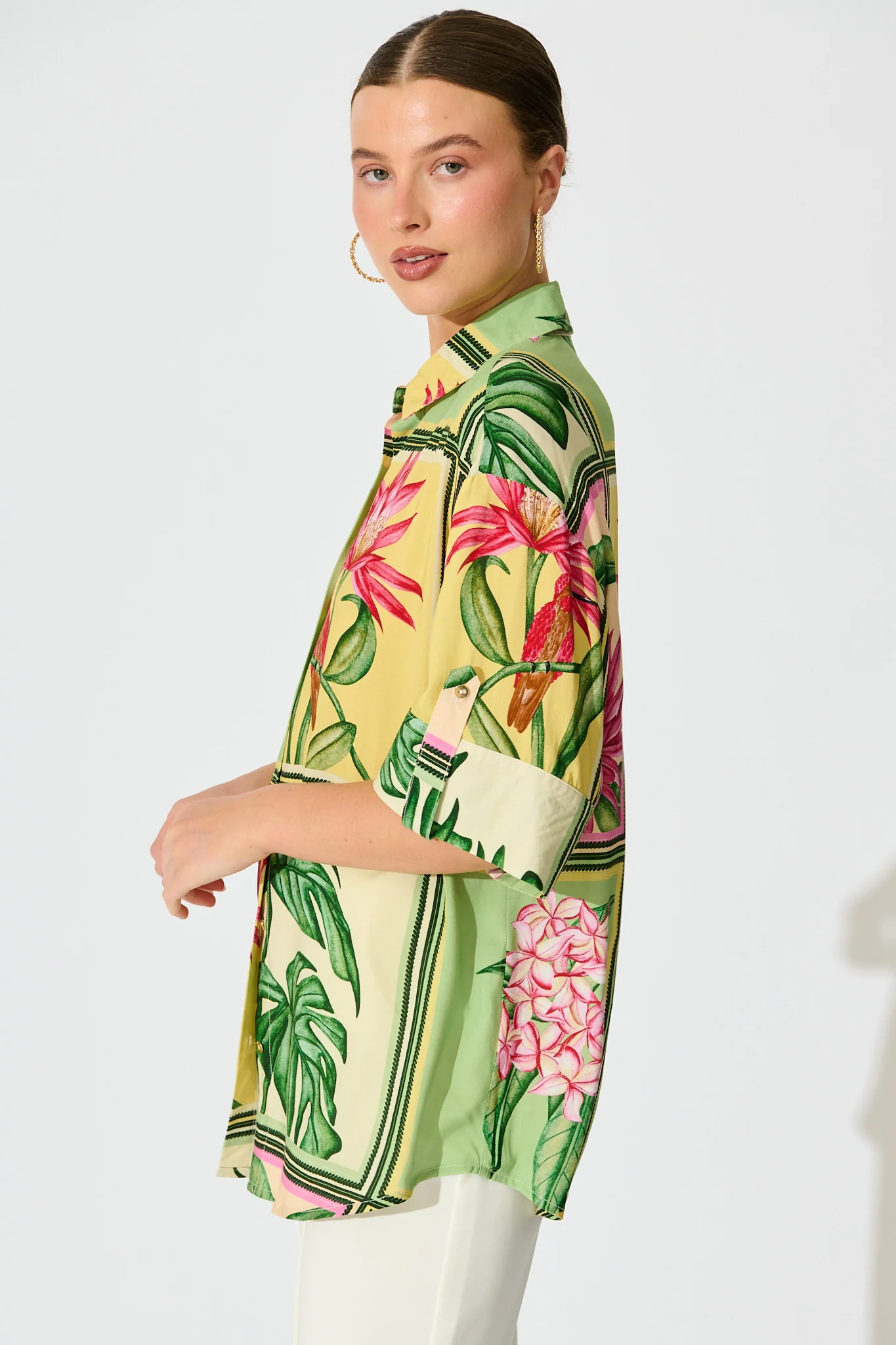 Sunriser Shirt in Yellow Multi Tile Print - Image 2