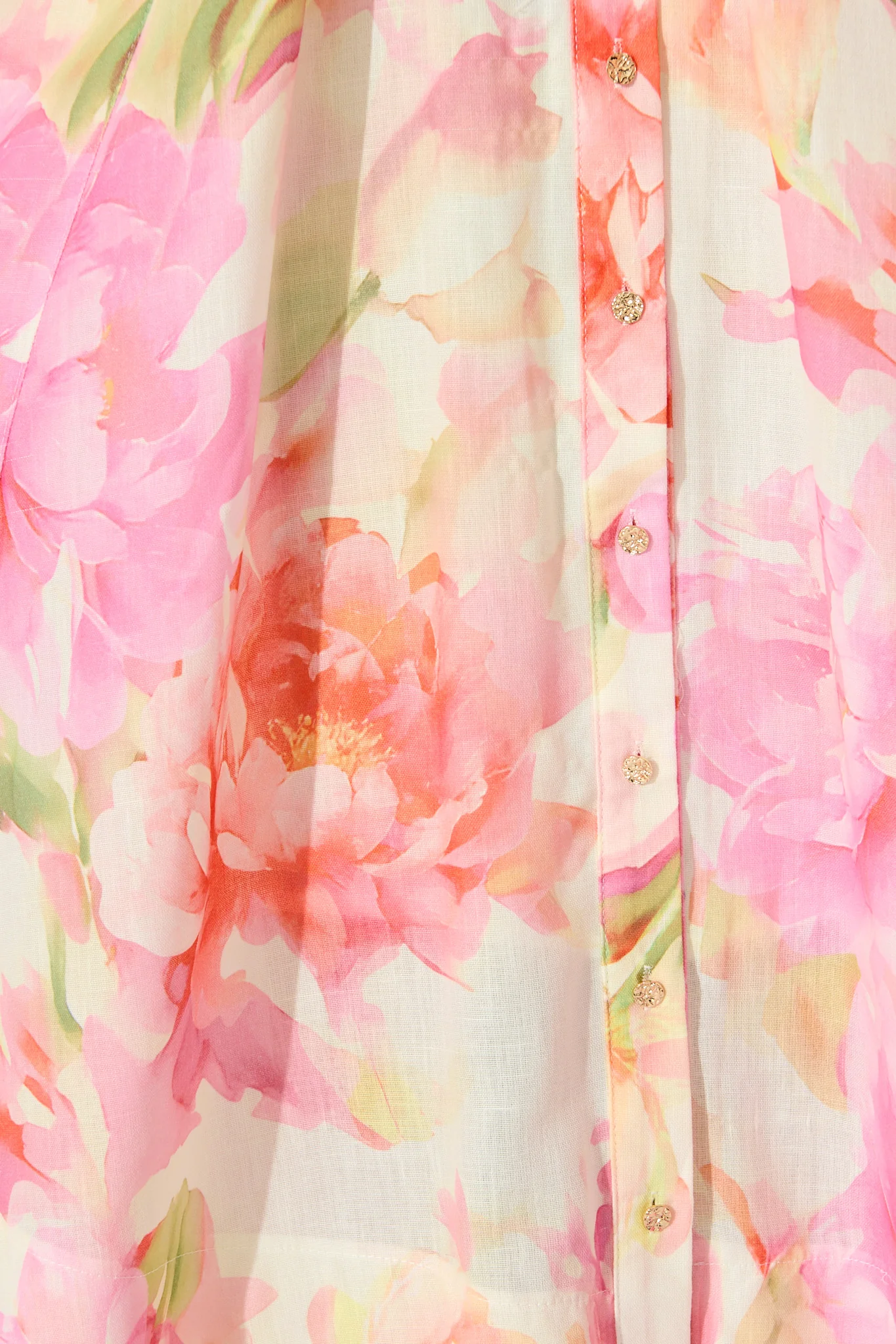 Sunset Bouquet Maxi Shirt Dress in Pink Multi Floral Linen Blend - Image 10