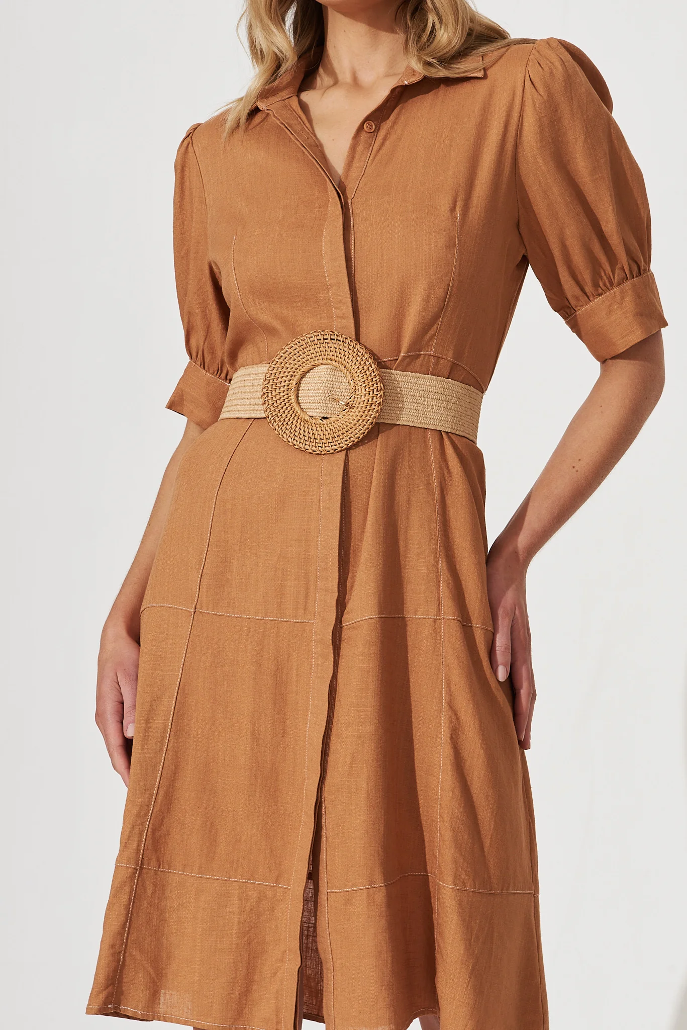 Susan Straw Belt In Tan Stretch - Image 3
