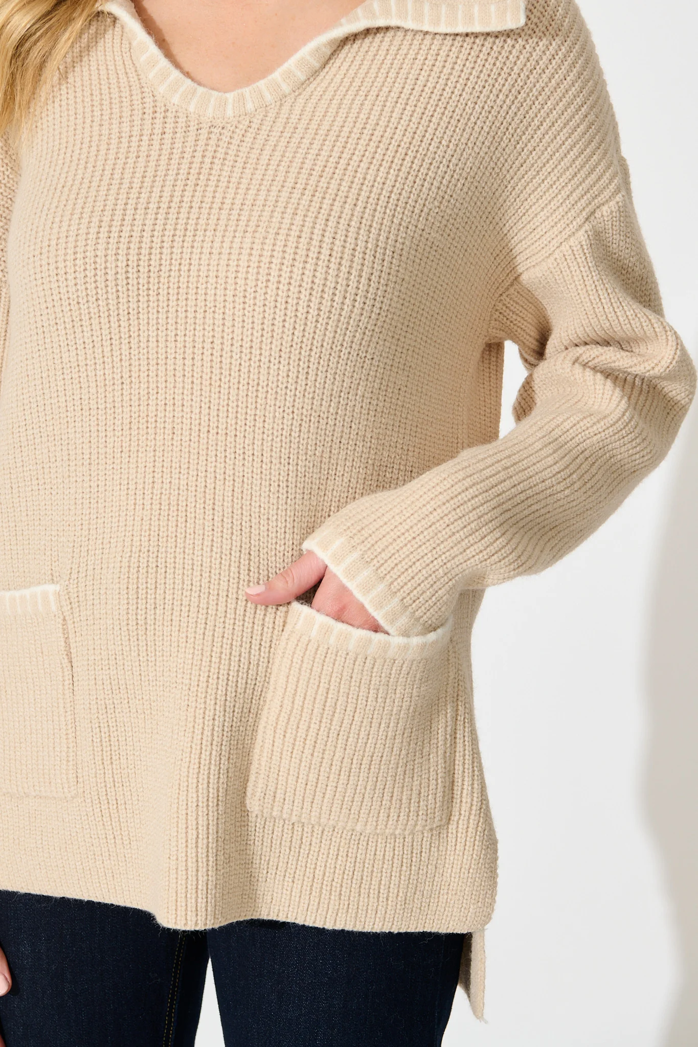 Swanson Knit in Beige Wool Blend - Image 5