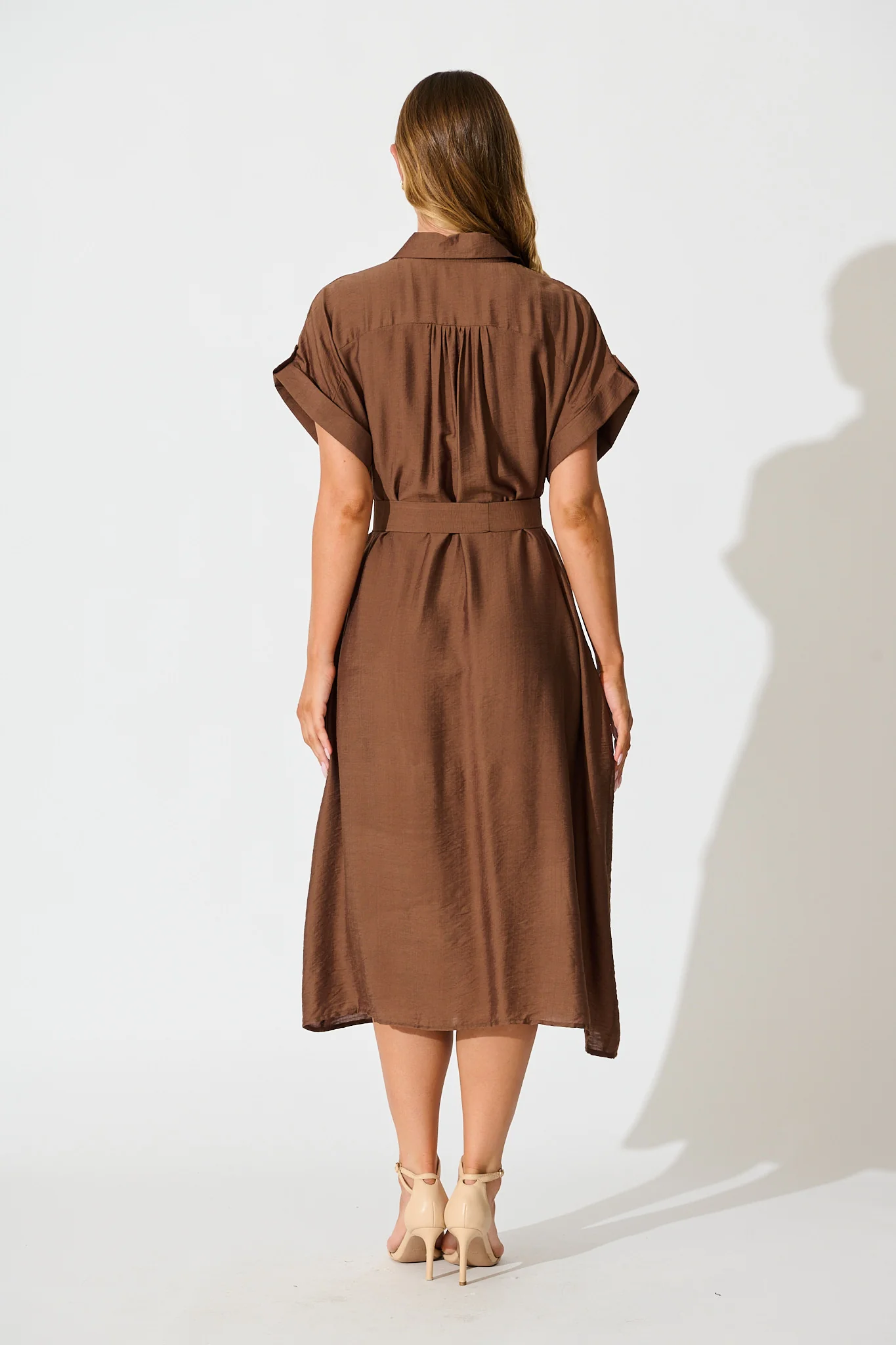 Sweet Talk Midi Shirt Dress in Chocolate - Image 4