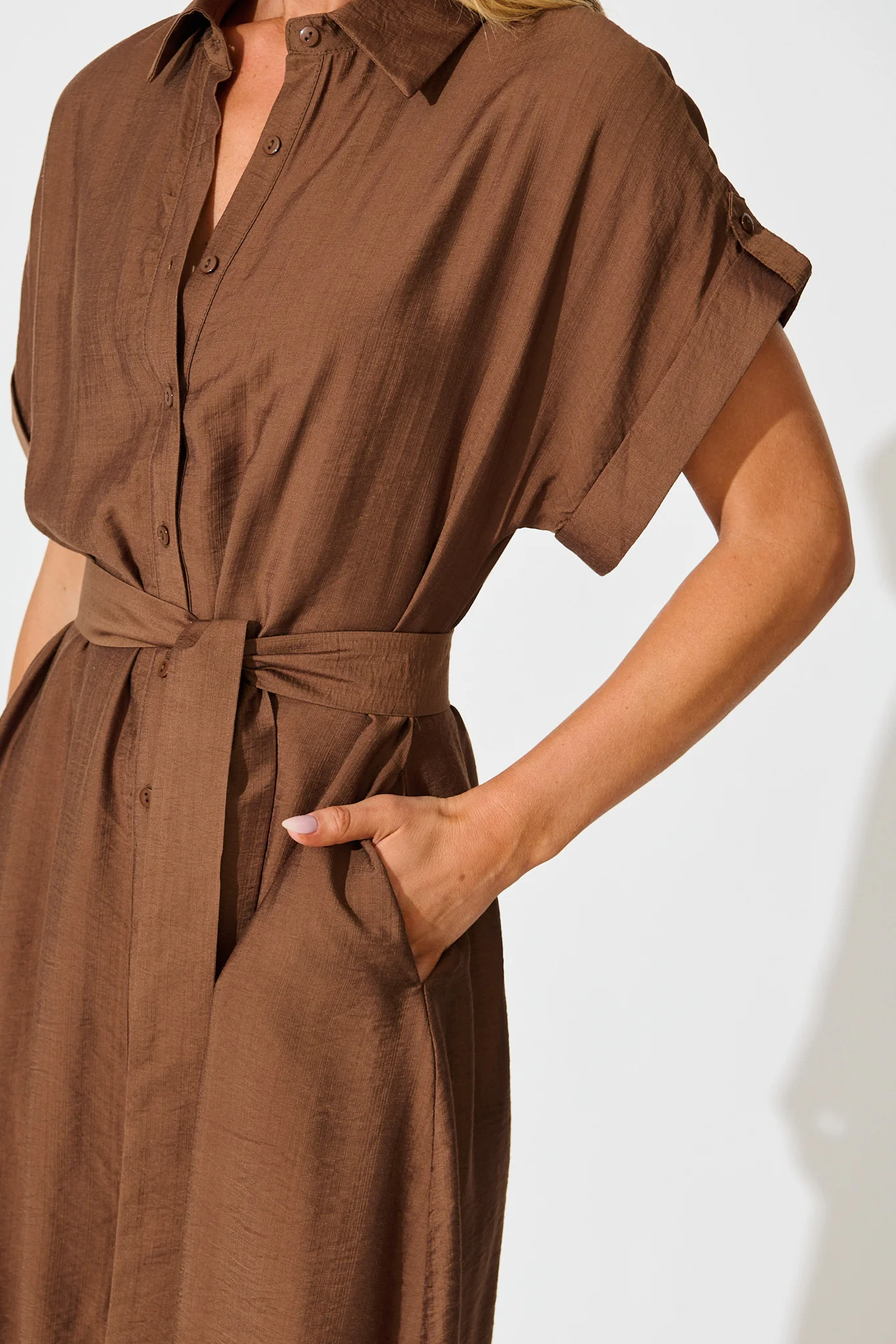 Sweet Talk Midi Shirt Dress in Chocolate - Image 5