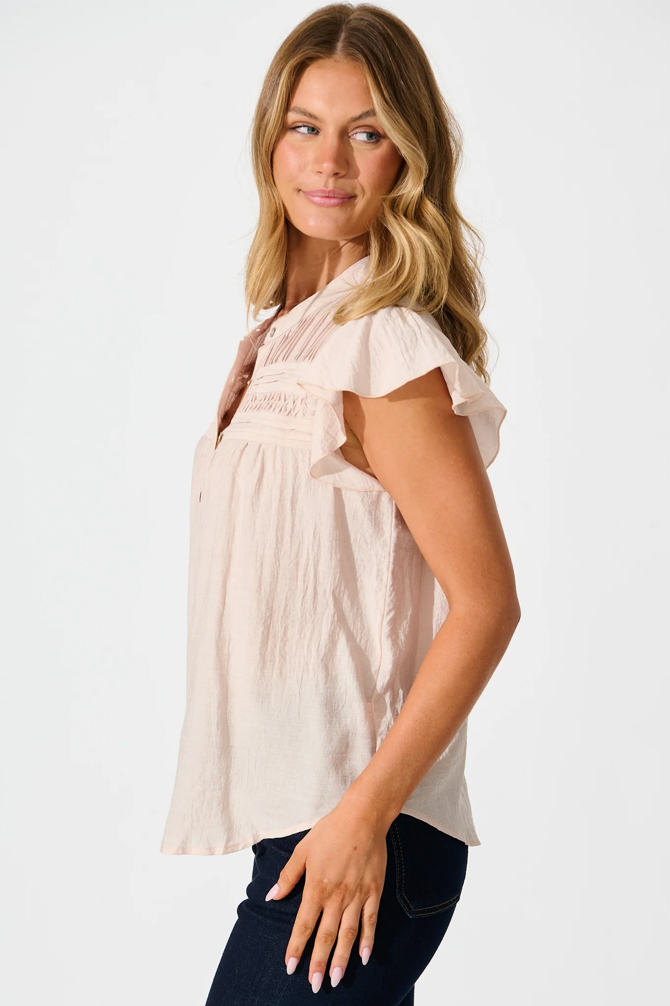Sweetheart Shirt in Light Pink Cotton Blend - Image 2