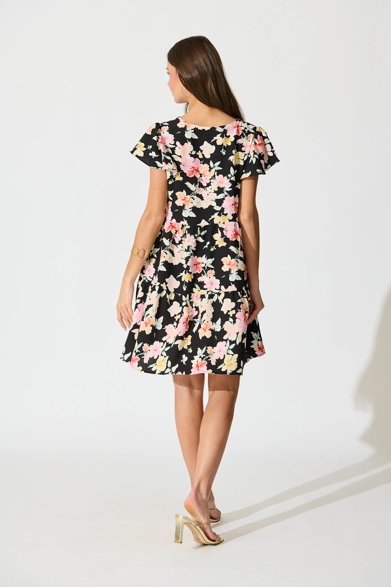 Tahiti Smock Dress In Black Multi Floral - Image 4