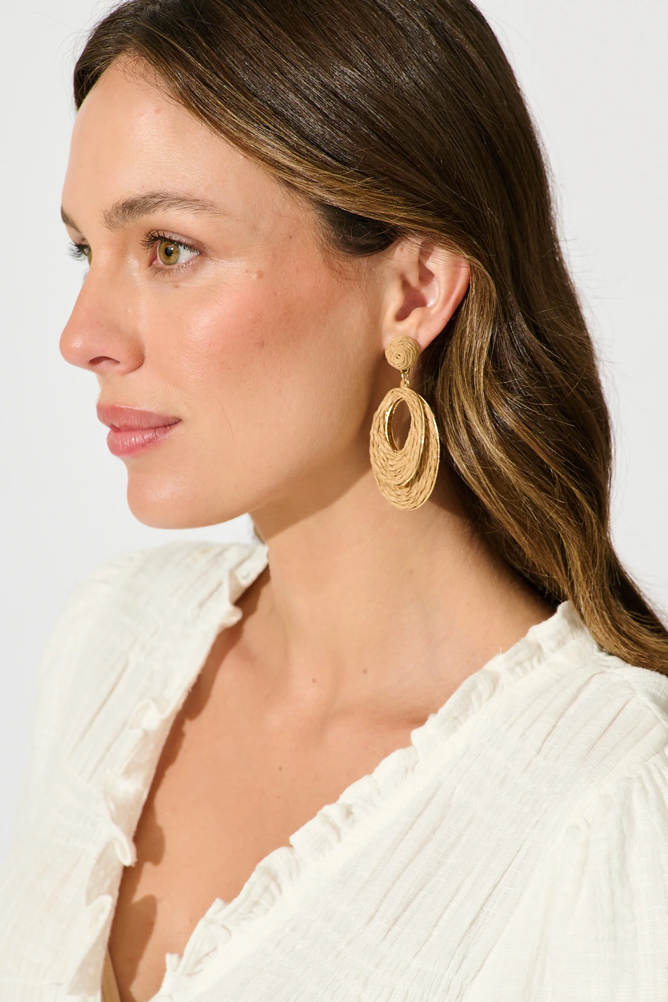Tahlia Drop Earrings in Natural Raffia - Image 5