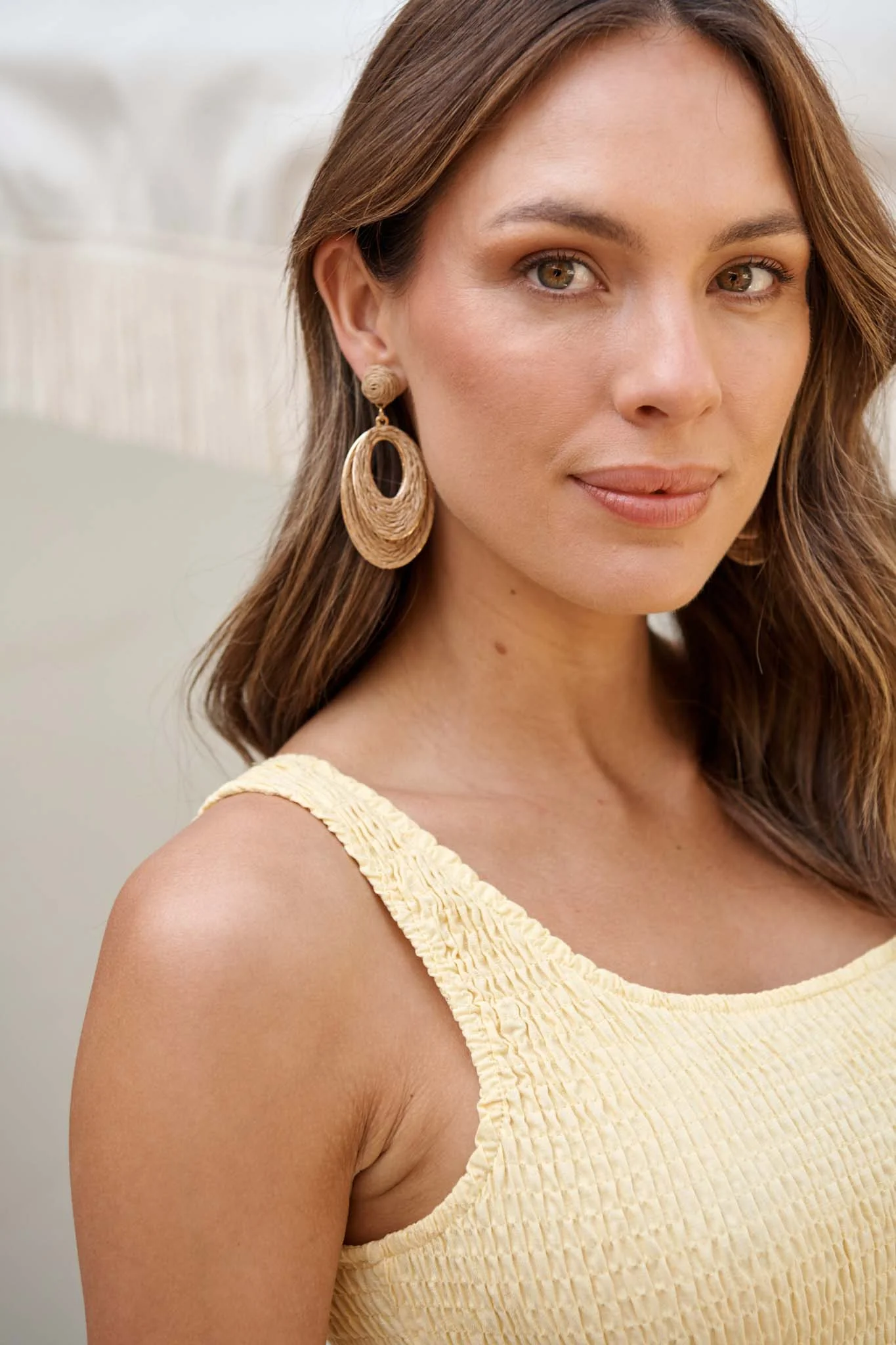 Tahlia Drop Earrings in Natural Raffia - Image 6