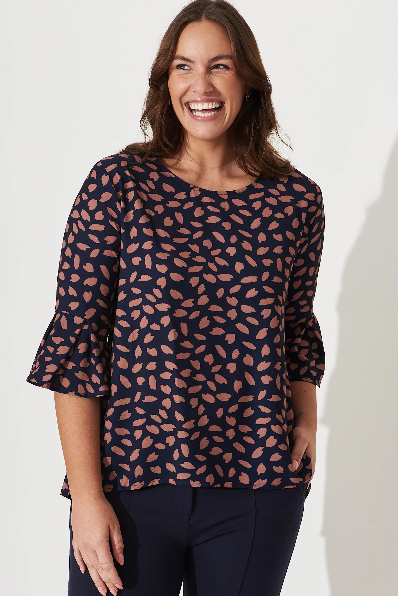Tai Top in Navy with Rust Leaf - Image 7