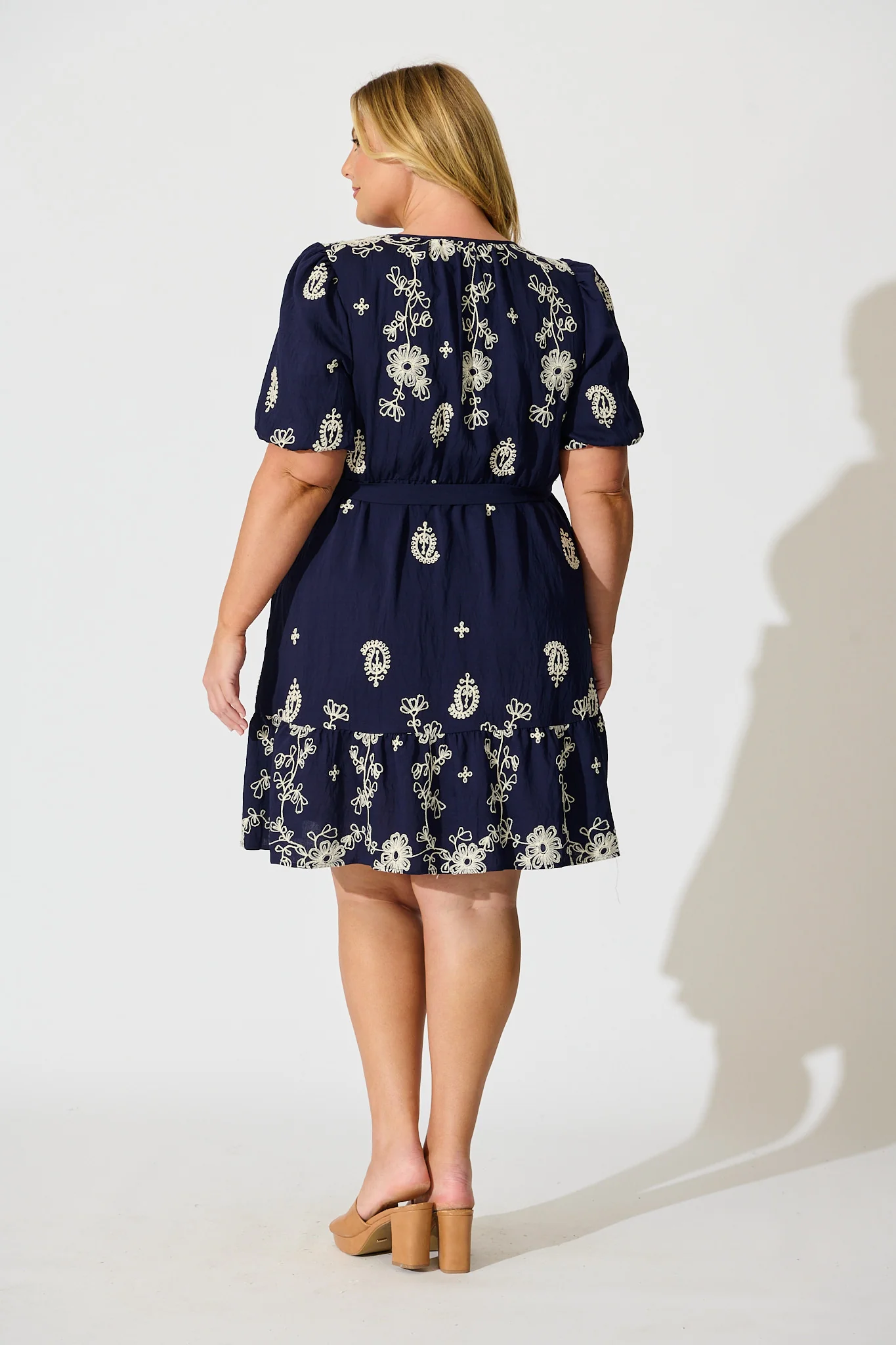 Tainted Love Dress in Navy with Cream Embroidery - Image 8