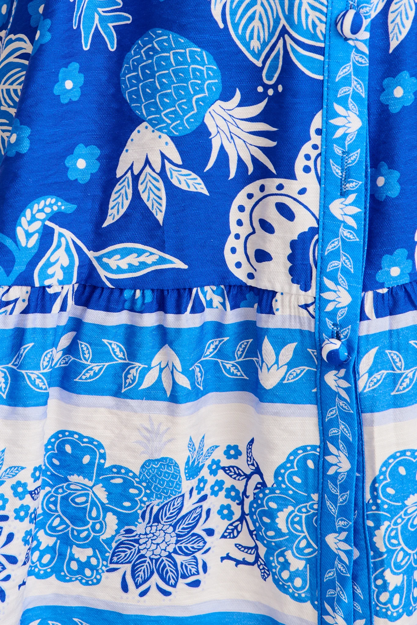 Tainy Shirt Dress in Blue with White Floral Linen Blend - Image 6