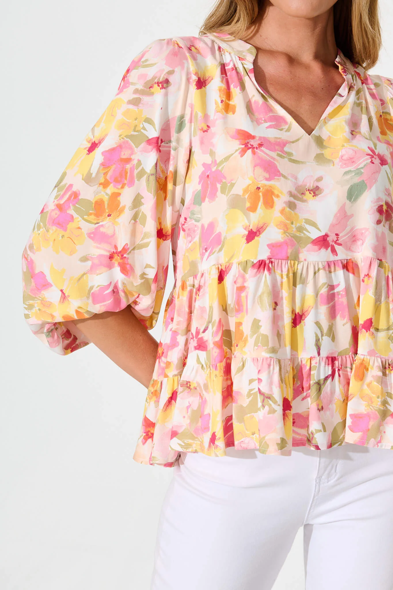 Talena Top in Multi Pink Floral - Image 5