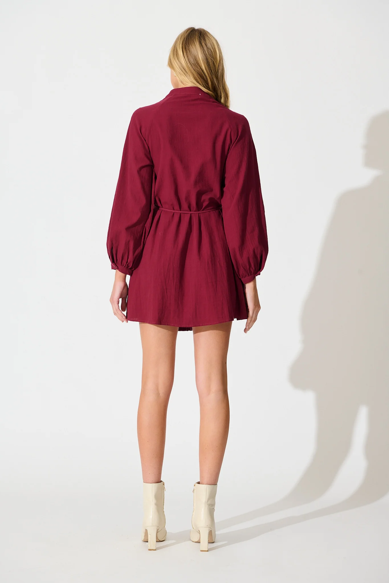 Tallulah Dress in Wine Linen Cotton Blend - Image 4