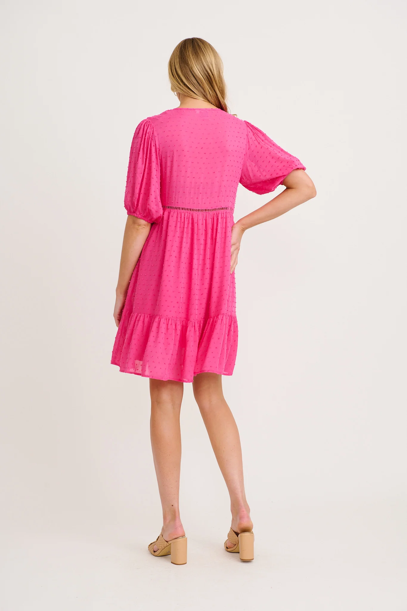Tanica Smock Dress in Hot Pink Swiss Dot - Image 4