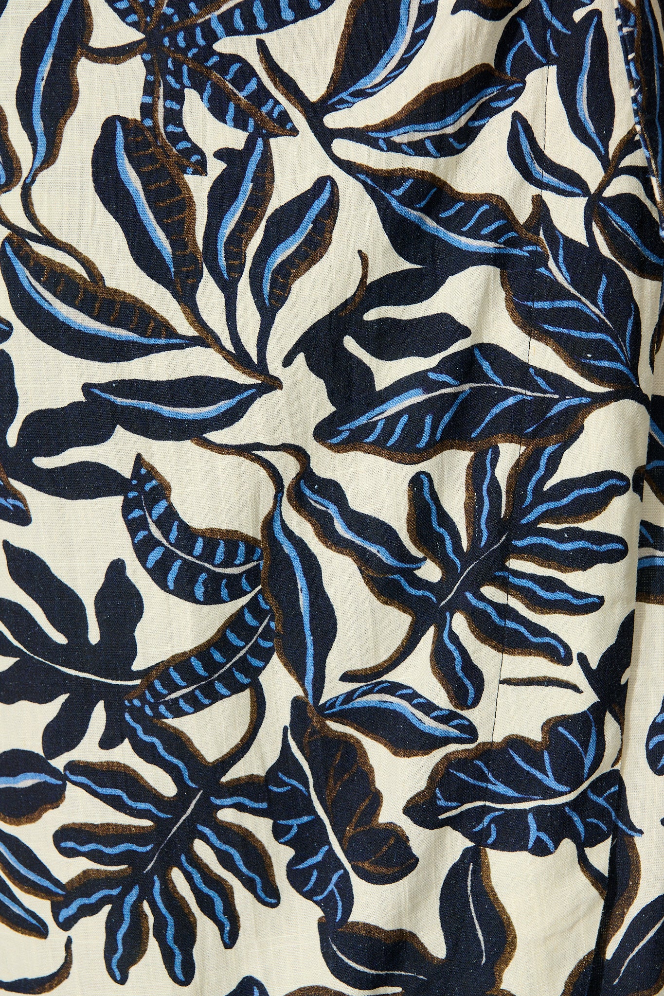 Tanis Midi Wrap Skirt in Navy and Cream Leaf Linen Blend - Image 6