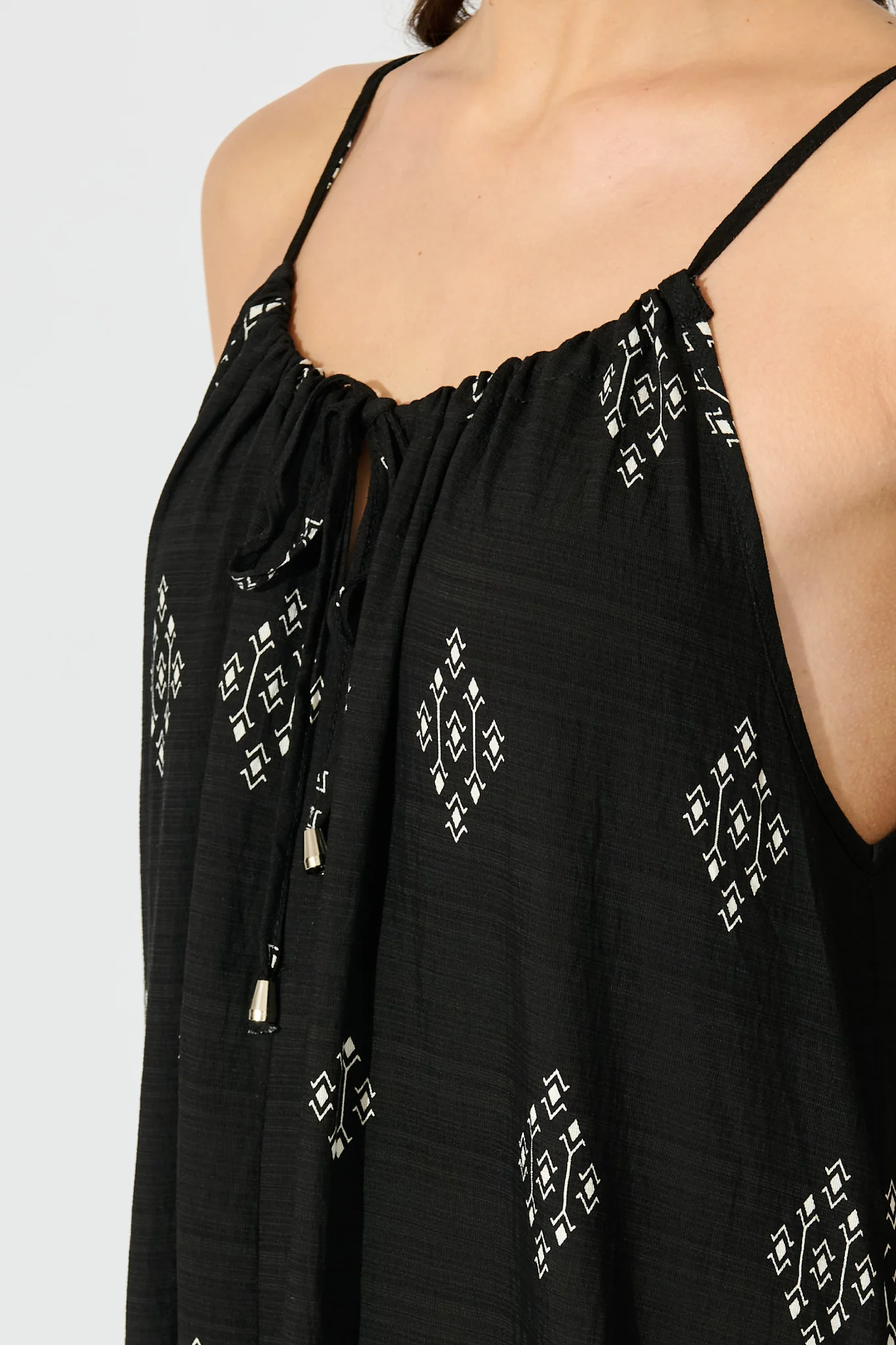 Tansy Maxi Dress in Black with White Linen Blend - Image 5