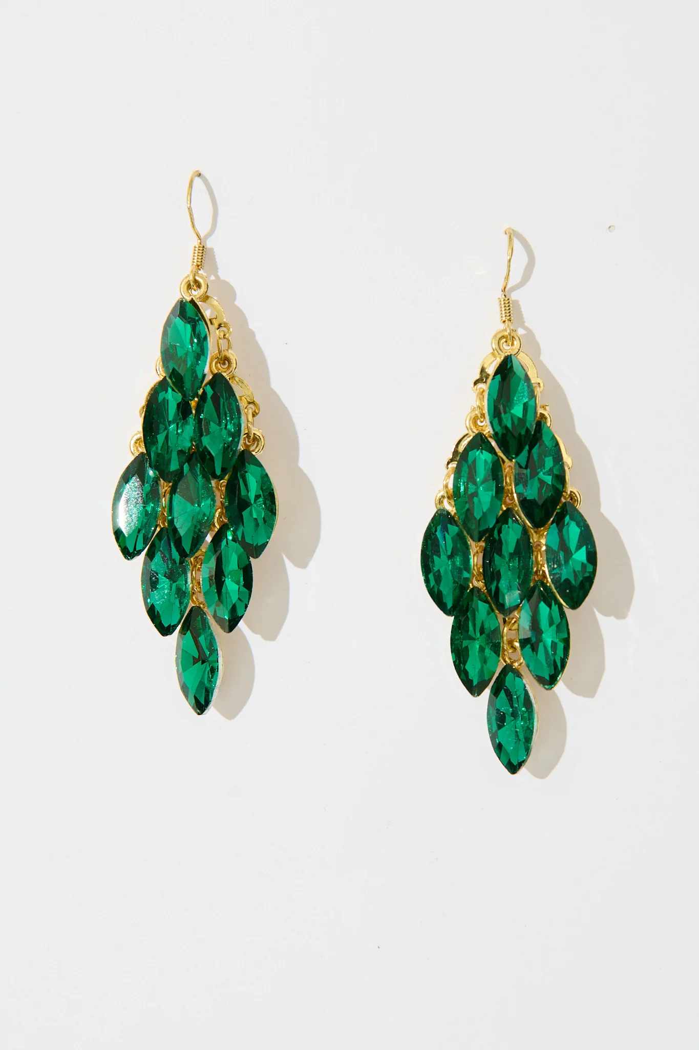 Tanya Drop Earrings in Gold with Emerald Stones - Image 5