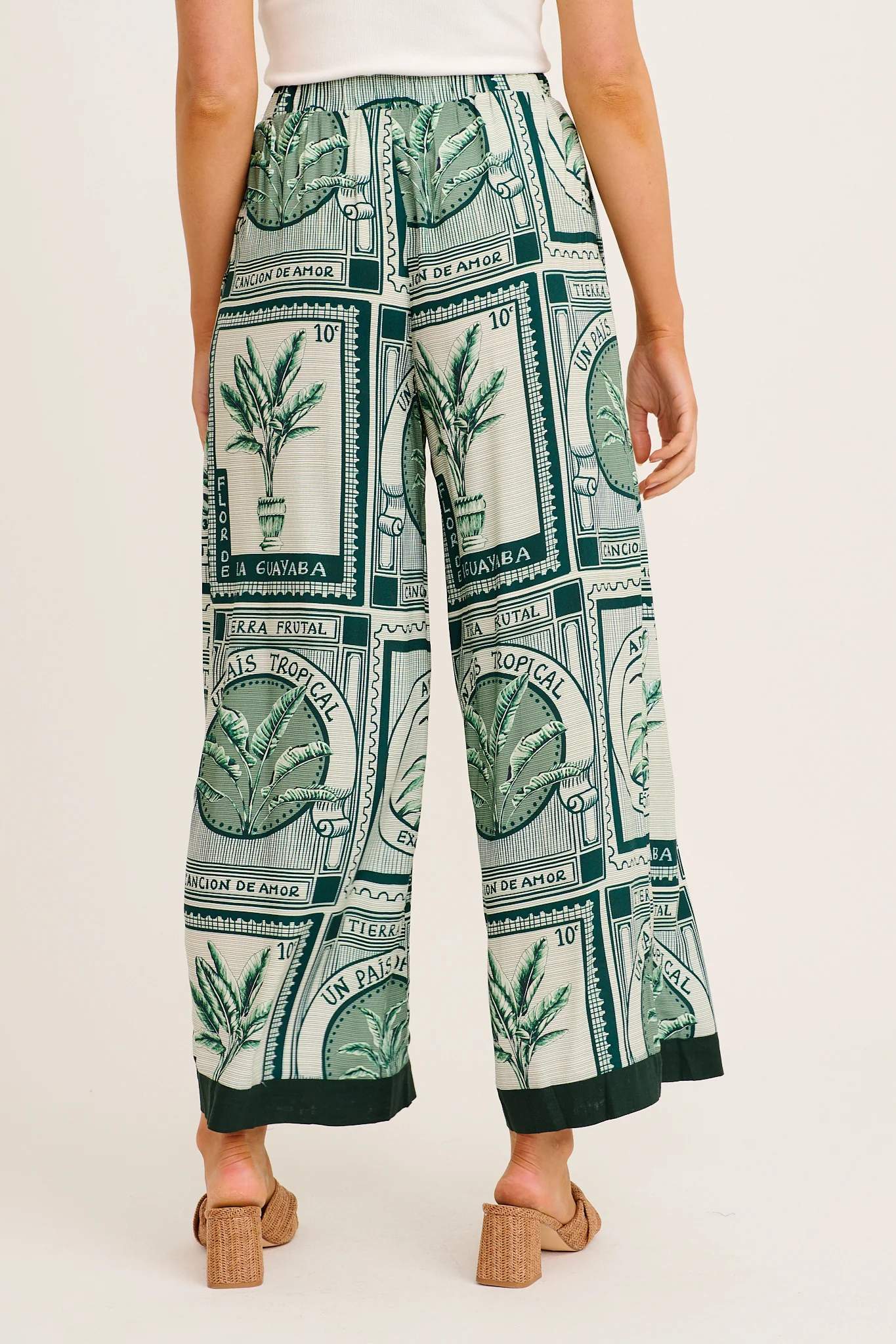 Taylor Wide Leg Pant in Green Tile Print - Image 3