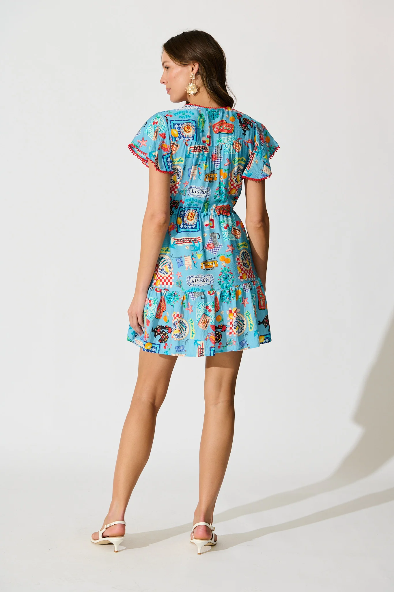 Tenaya Dress in Blue Multi Conversational Print - Image 4