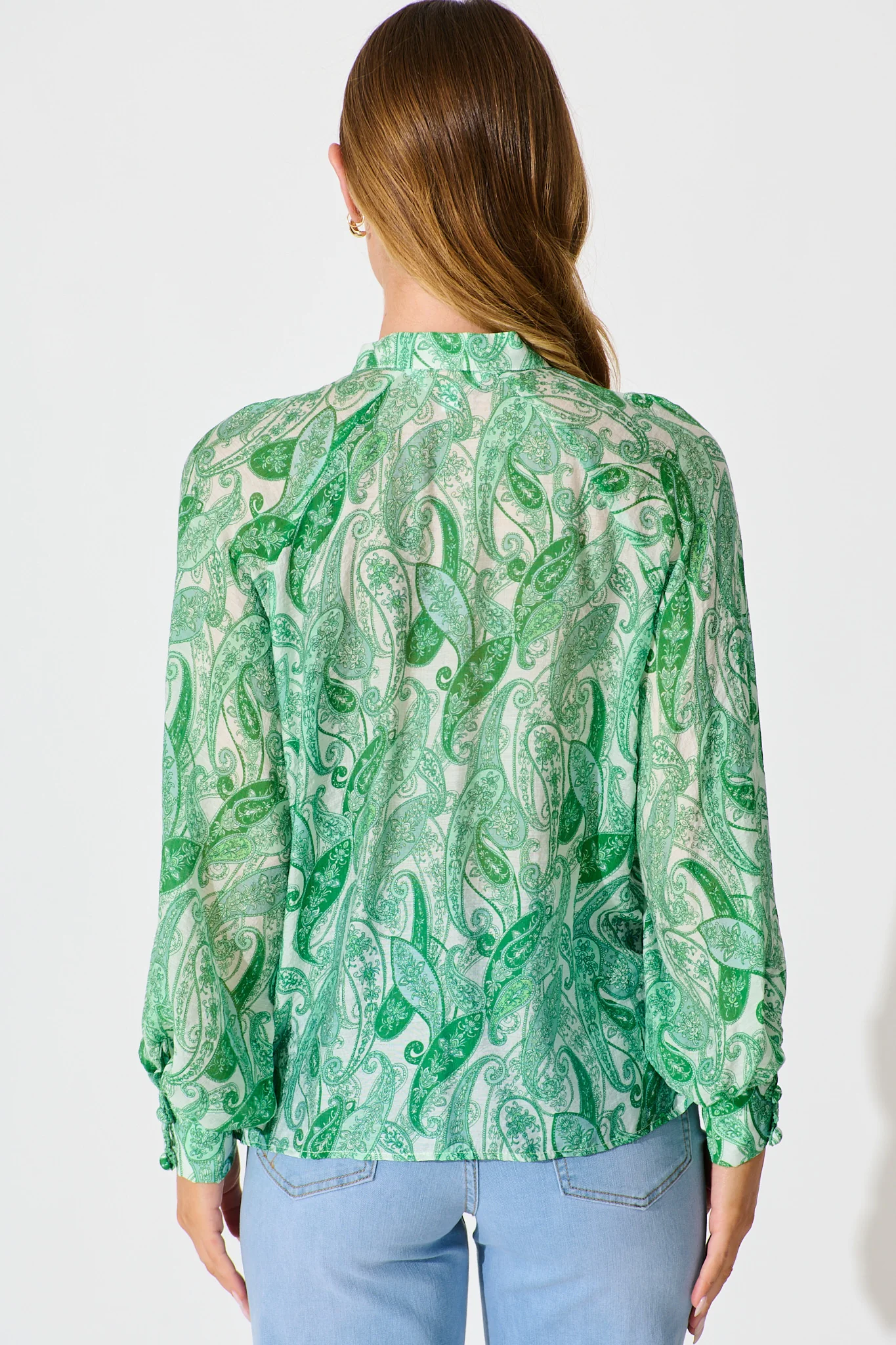 Teyana Shirt in Green with Multi Print - Image 3